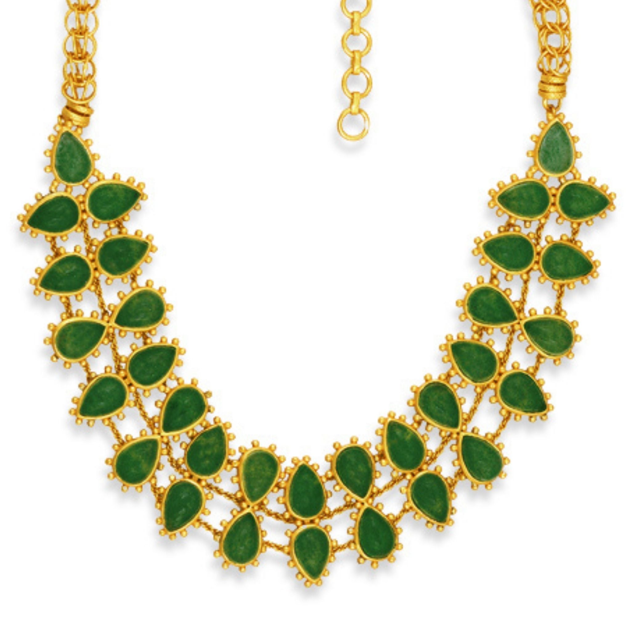 Rio Collar Necklace - Green Strawberry Quartz Statement Piece for Women | Elegant Boho Jewelry for Parties, Weddings & Everyday Wear