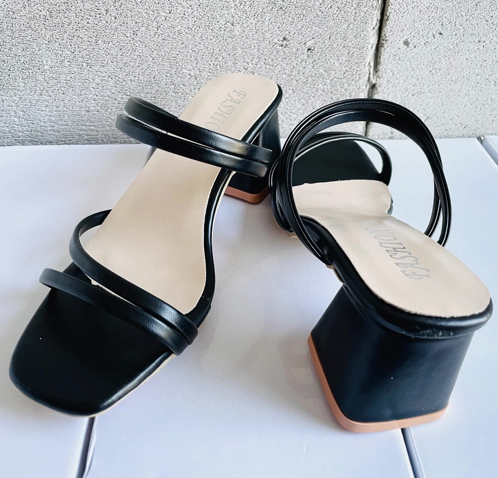 Elegant Women's Square Open Toe Heeled Sandals - Block Mid Heel Dress Pumps - Slip On Backless Slide Sandals for Wedding, Party & Evening Occasions