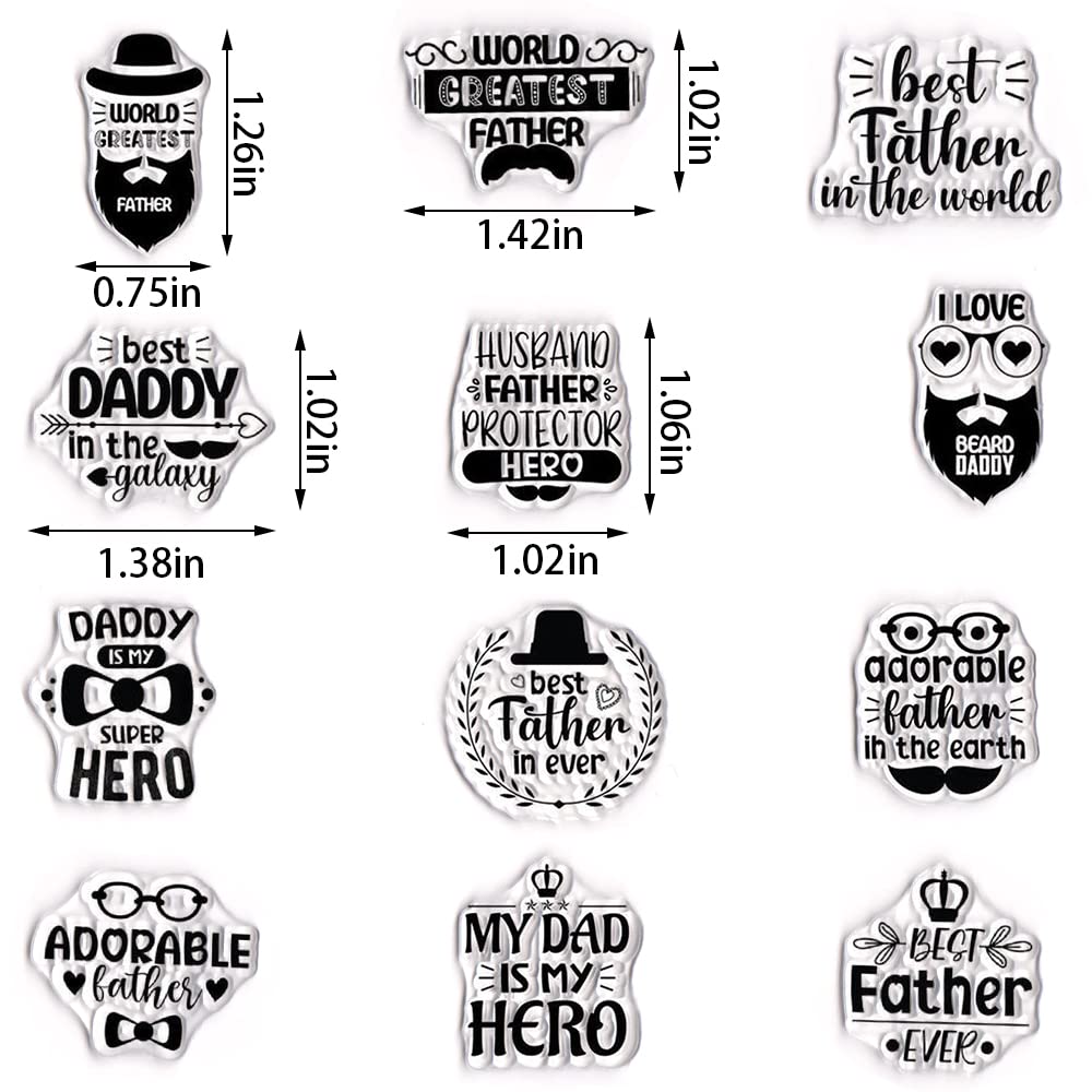 Father's Day Clear Rubber Stamps Set - DIY Card Making, Scrapbooking & Photo Album Decorations - Happy Father's Day Words, Daddy Letters & Holiday Blessings - Perfect for Handmade Greeting Cards, Gift Wrapping & Craft Projects