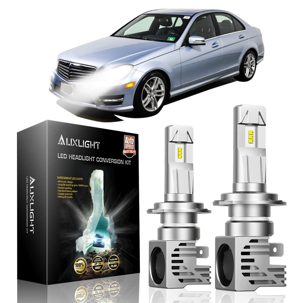 AUXLIGHT H7 H7LL LED Headlight Bulbs - 12000 Lumens 6000K White High/Low Beam Replacement for Mercedes-Benz C300 ML350 E350 (2003-2018) - Plug & Play Conversion Kit (2 Pack) - Perfect for Night Driving & Foggy Conditions