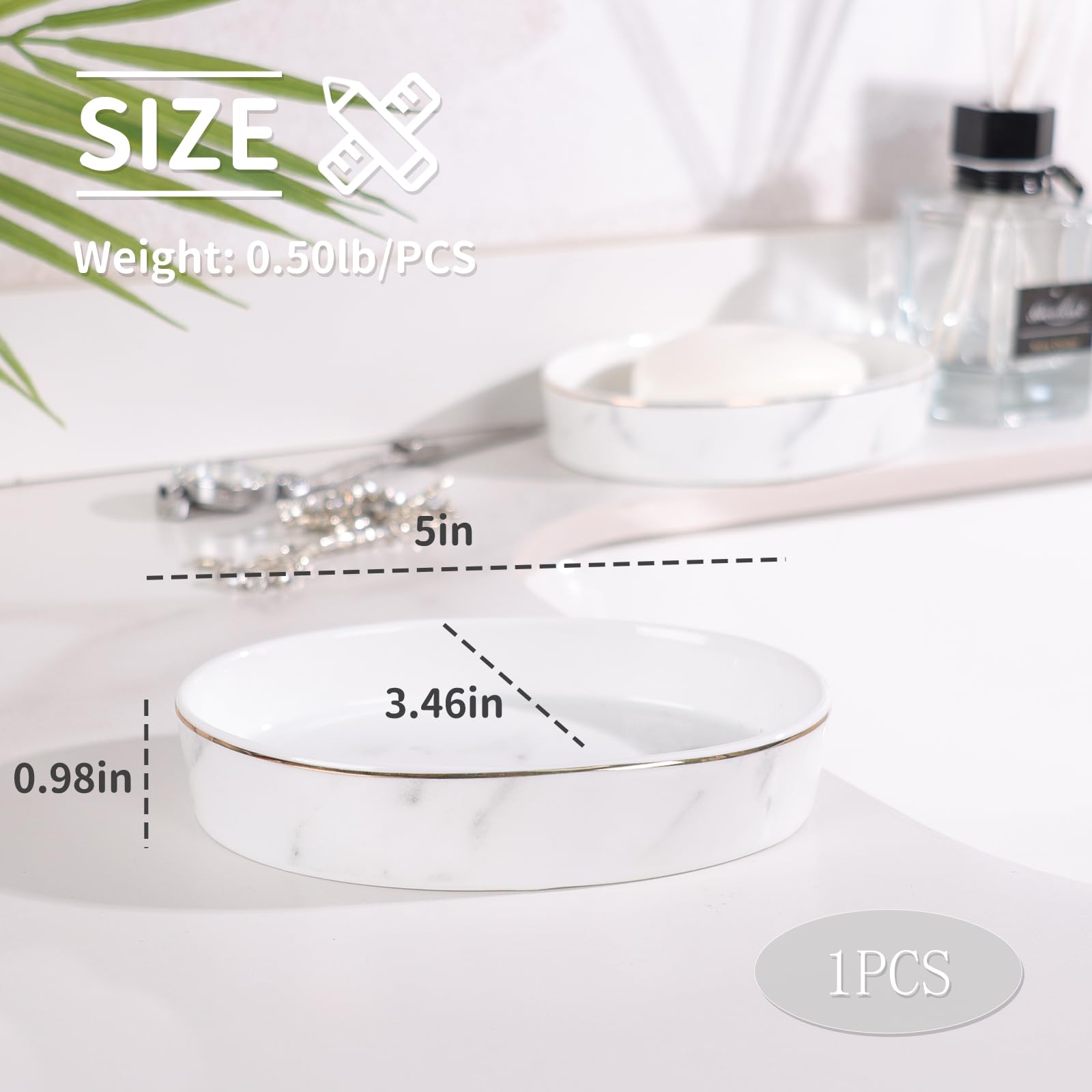 Ceramic White Marble Soap Dish - Oval Soap Holder for Shower, Bathroom & Kitchen Sink | Easy to Clean & Durable | Perfect for Bath Essentials Organization by ANTIS'S HOME