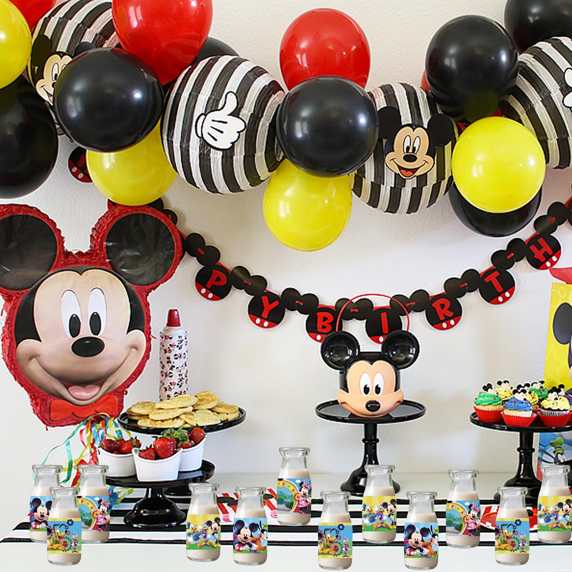 48Pcs Mouse-Themed Water Bottle Labels - Cute 1st 2nd 3rd Birthday Party Decorations for Boys, Baby Shower Supplies & Party Favors - Perfect for Mickey Mouse Themed Birthdays, Baby Showers and Kids' Celebrations