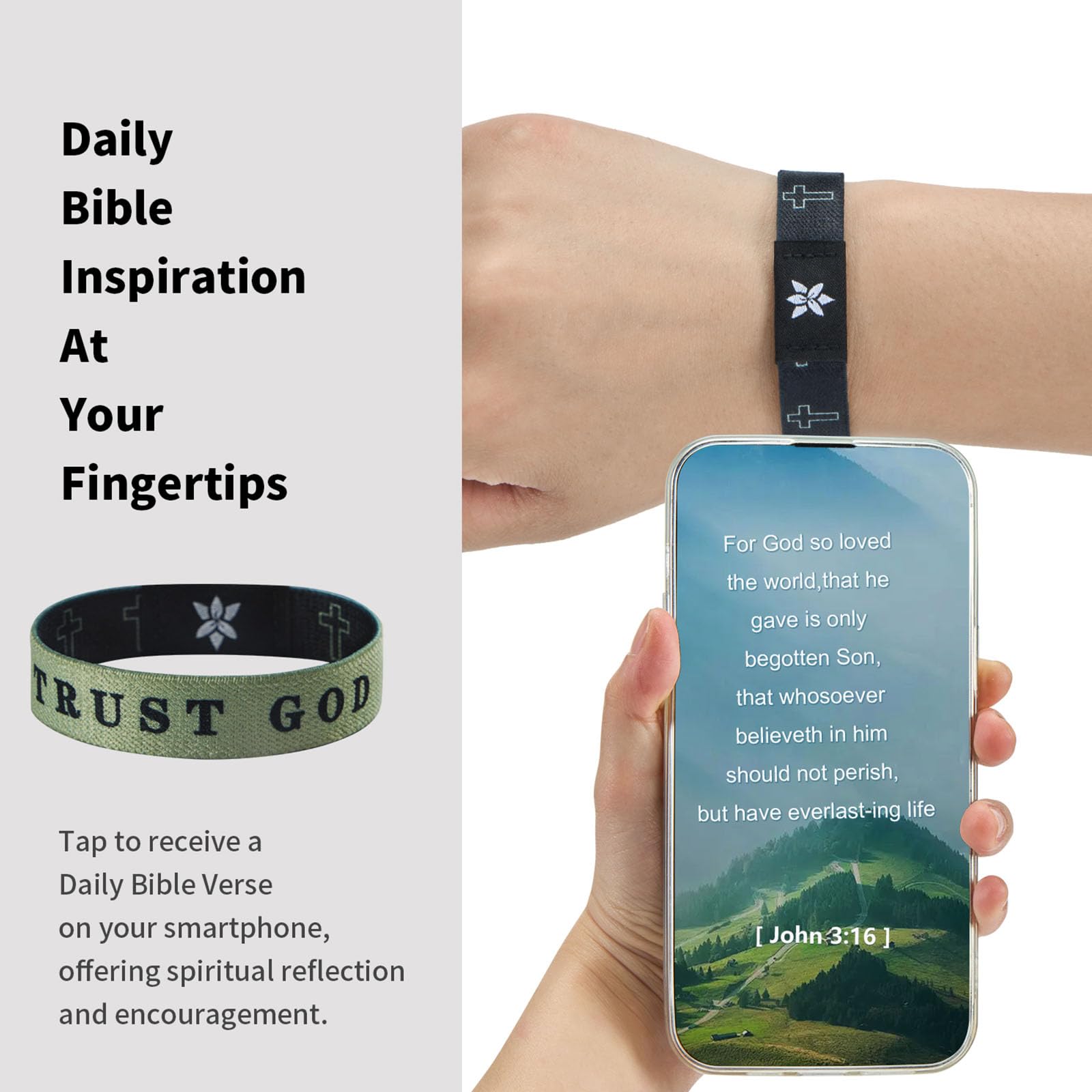 Christian Bible Verse Bracelet with NFC Scan - Inspirational Scripture Jewelry for Men & Women | Unisex Religious Gift Accessories (7 Inches) - Perfect for Church, Bible Study & Daily Faith Encouragement