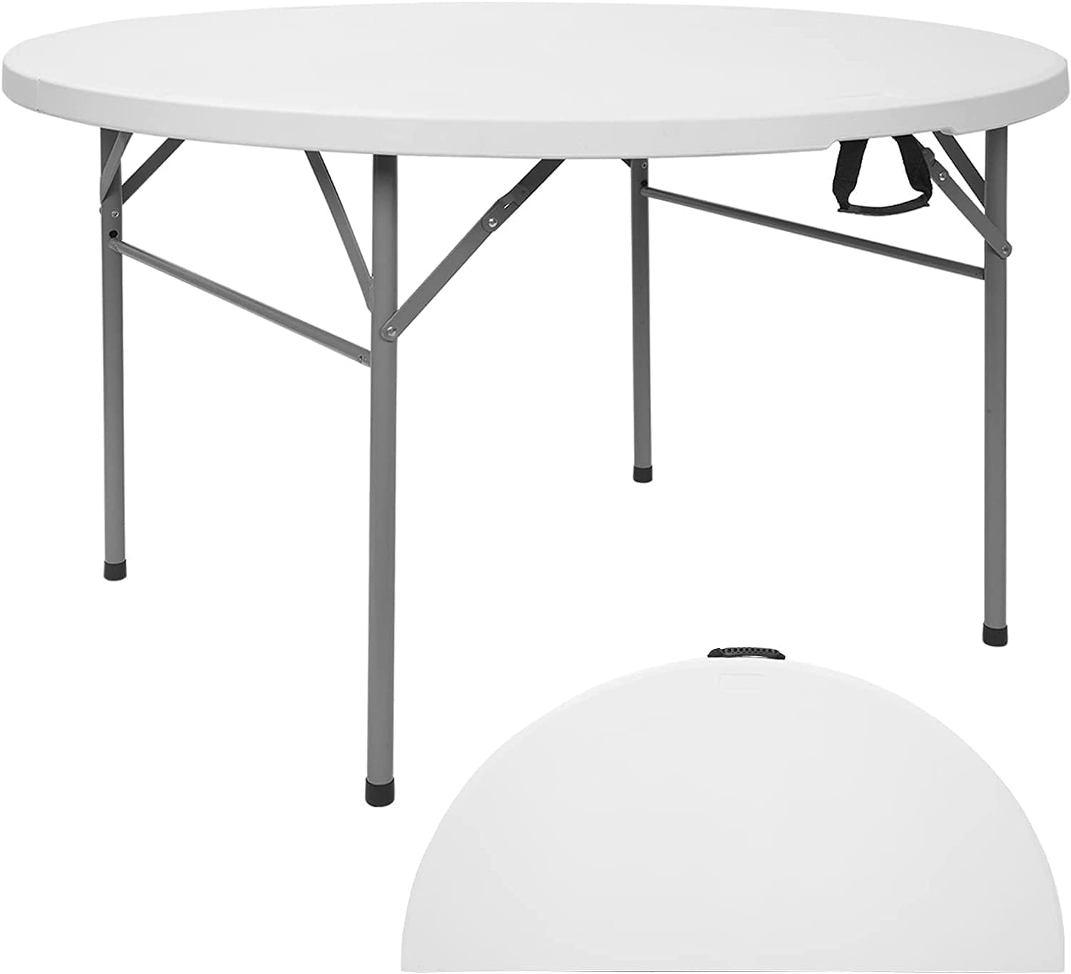 48 Inch Round Folding Table - 4FT Bifold Plastic Dining Table for Wedding, Party, Garden & Patio | Commercial & Event Use | Indoor & Outdoor Versatile Seating Solution