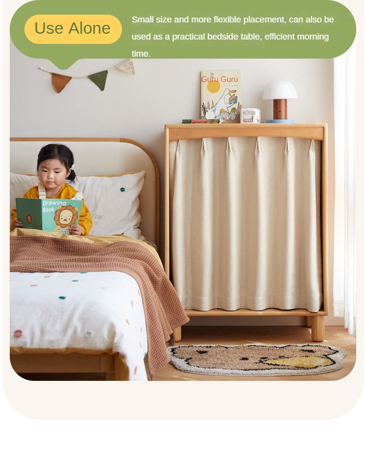 Solid Wood Beech & Rubber Kids Wardrobe - Multi-Functional Storage Cabinet for Bedroom, Nursery, and Playroom Organization
