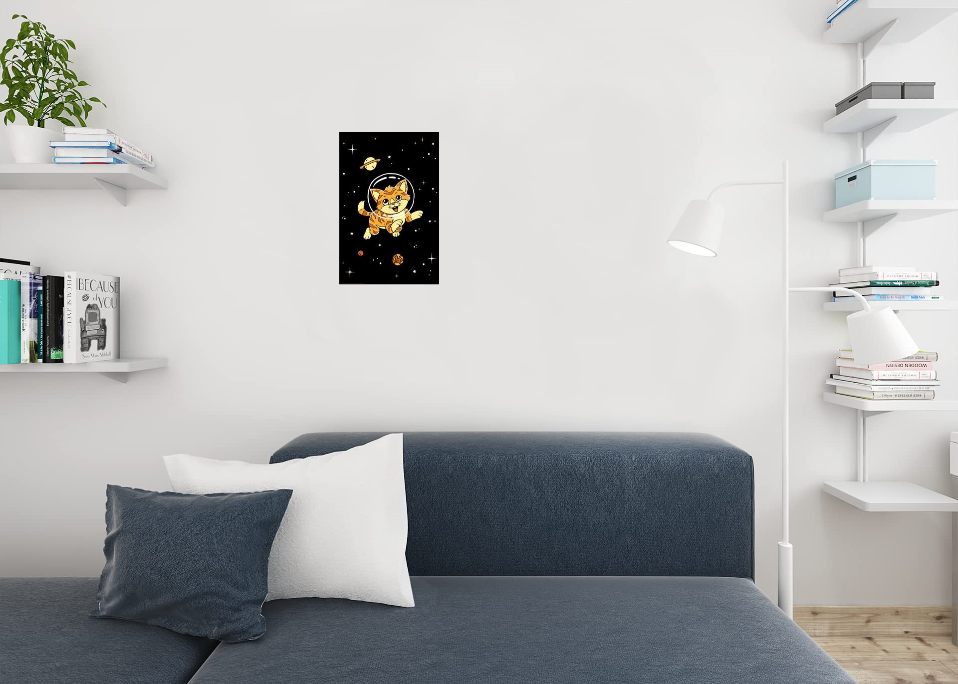 Funny Outer Space Cat Poster - Cute Kitten in Space Wall Art Print 12x18 - Motivational & Inspirational Cat Decor for Bedroom, Office, or Gift