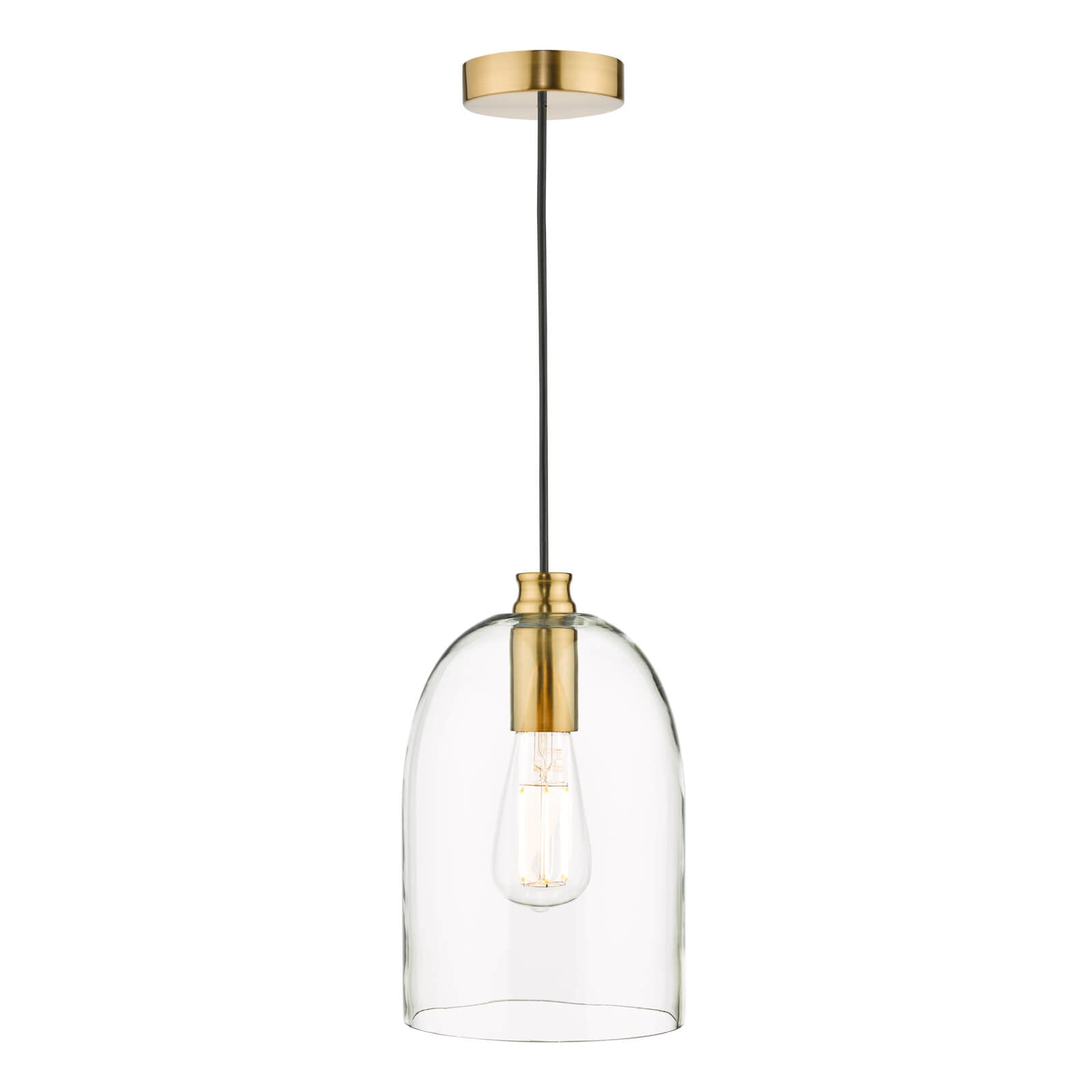 Archie Pendant Light Fixture - Satin Bronze Finish & Glass Shade - Perfect for Dining Room, Bedroom, or Entryway Lighting