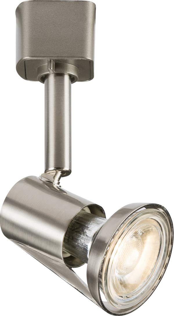 Adjustable Multi-Directional 2M/6.5ft LED Track Lighting System - 4 Spotlights, Ceiling Mount, Brushed Chrome Finish, 5W GUI10 Bulbs (Perfect for Kitchen Lighting, Retail Displays & Exhibition Lighting)