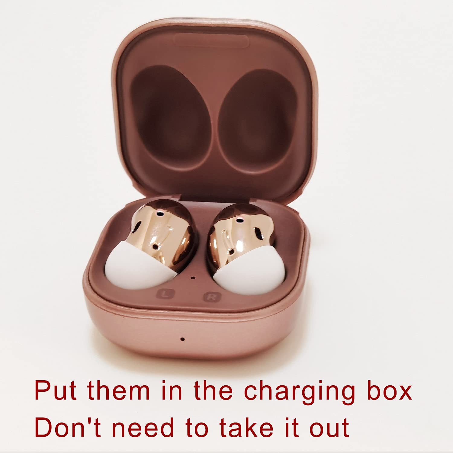 Soft Silicone Earbud Tips for Galaxy Buds Live - Secure Fit & Non-Slip - 2 Pairs White - Perfect for Workouts & Travel
