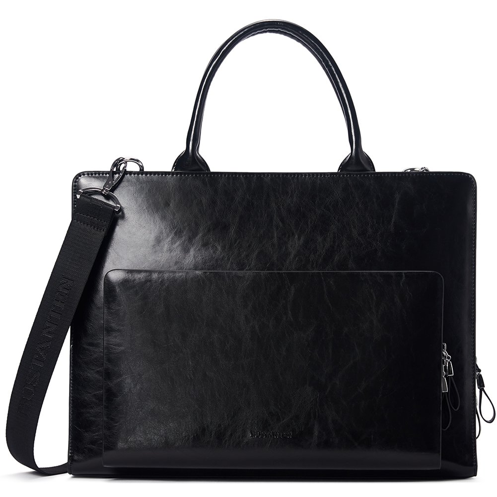 BOSTANTEN Women's Leather Briefcase - Vintage Slim Laptop Bag for Business & Work - Professional Lawyer Bag for Office, Meetings & Travel