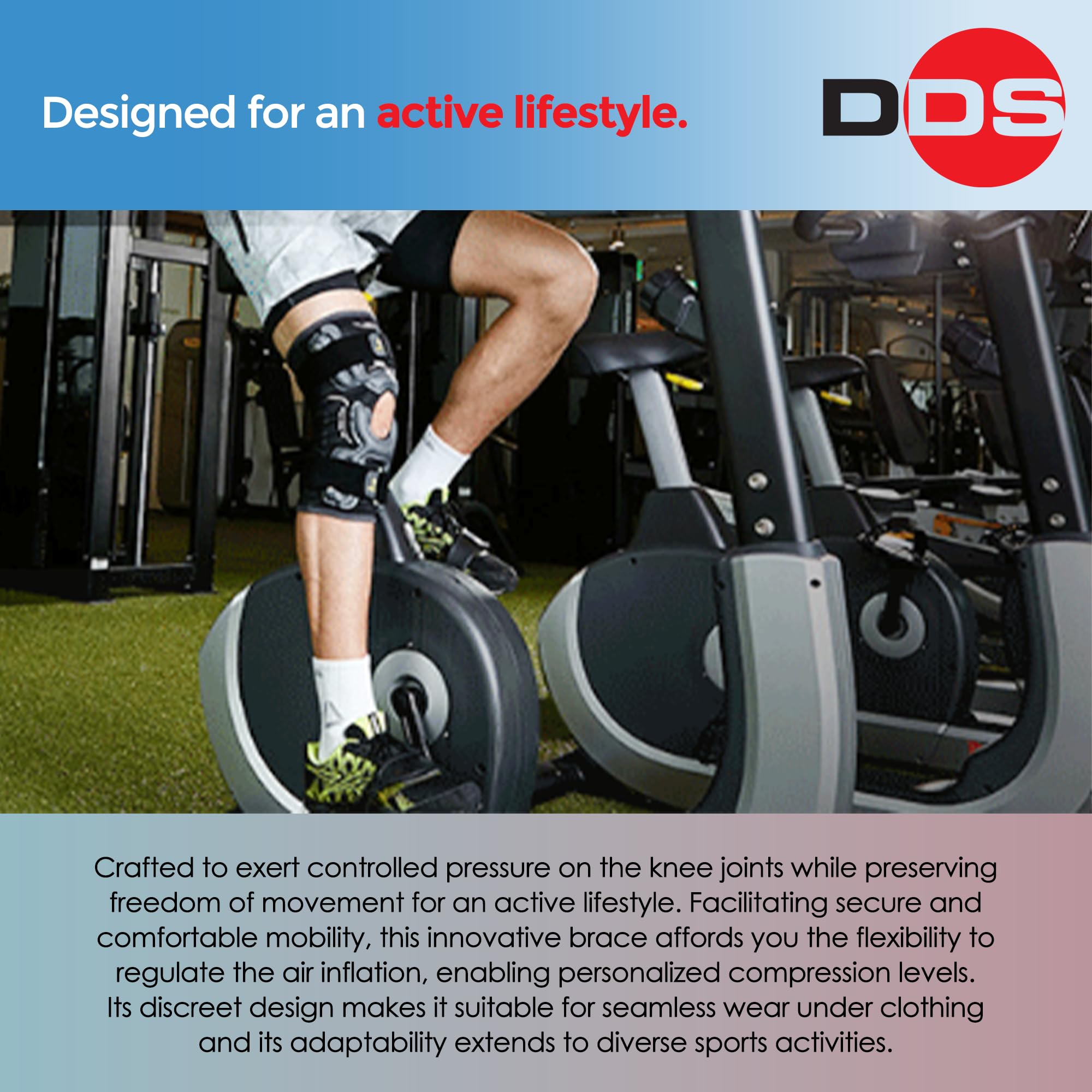 DDS, Inc. Air Pneumatic Compression Knee Brace for Pain Relief & Support - Adjustable Knee Brace for Meniscus Tear, Joint Pain, Swelling & Poor Circulation - Ideal for Running, Basketball, Workout & Post-Surgery Recovery (Size S)