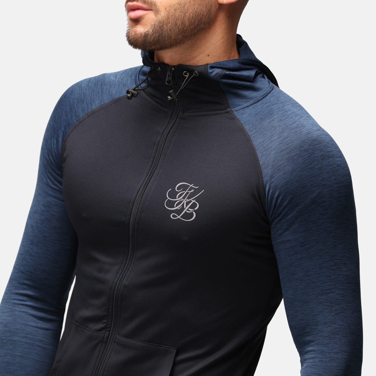 TKB Men's Navy Melange Zip-Up Hoodie - Comfortable & Stylish Casual Wear for Everyday Outfits & Outdoor Activities