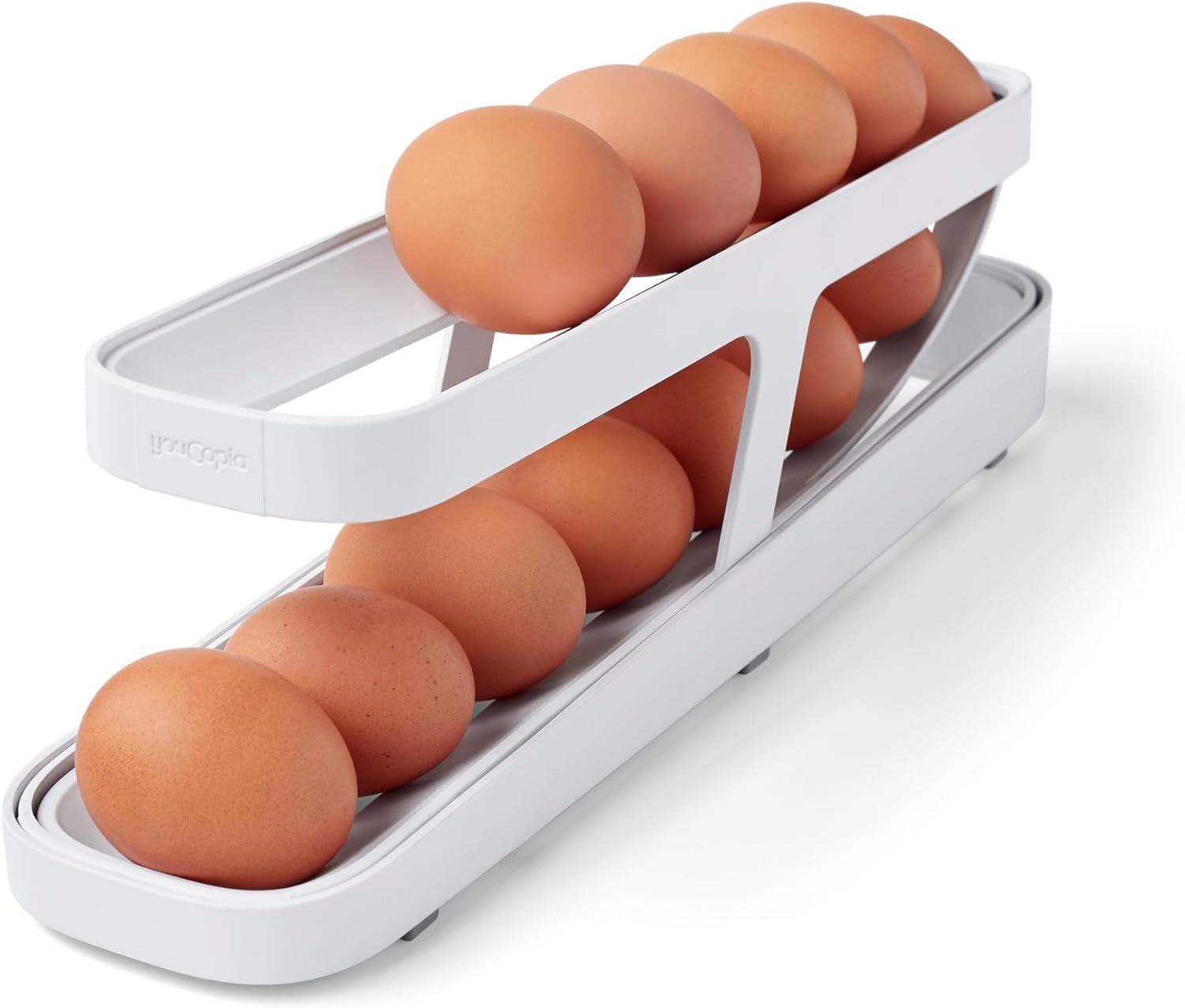 AL ZAHRA - Space-Saving Rolling Egg Dispenser for Refrigerator | Egg Storage Box & Organizer with Easy Access | Durable Fridge Egg Tray for Kitchen Organization | Perfect for Breakfast Meal Prep & Home Cooking