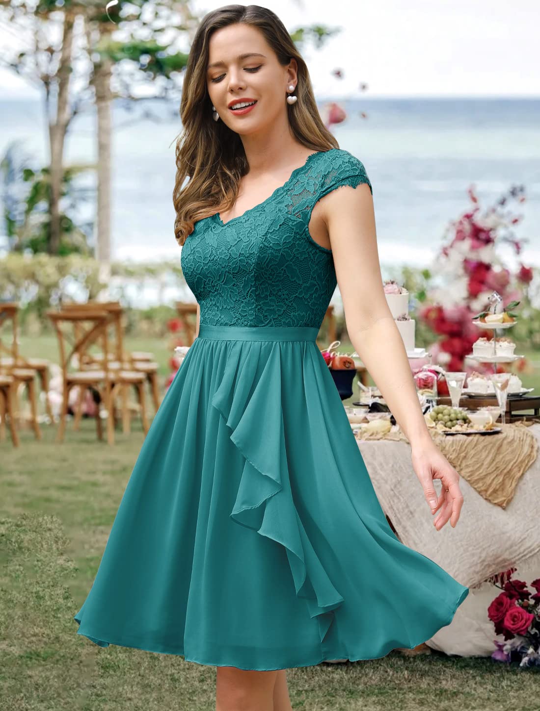 Wedtrend Women's Short Bridesmaid Dress 2024 | Floral Ruffle Prom Dress for Wedding Guest & Cocktail Party | Homecoming Dress for Formal Events & Special Occasions
