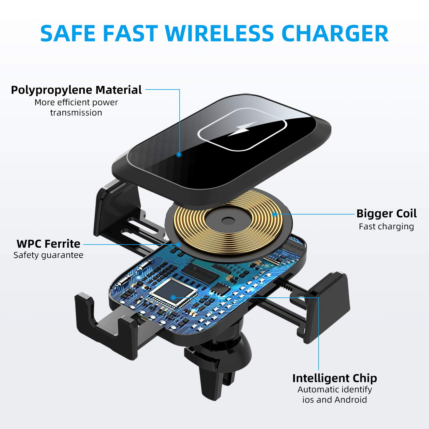 Wireless Car Charger CD Slot Phone Mount - 15W Qi Fast Charging, Auto-Clamping & Infrared Smart Sensor - Compatible with iPhone 13 Pro Max/12/11/X/8 & Samsung S21/S20/S10/S9 - Perfect for Hands-Free Driving & Safe Charging on the Go