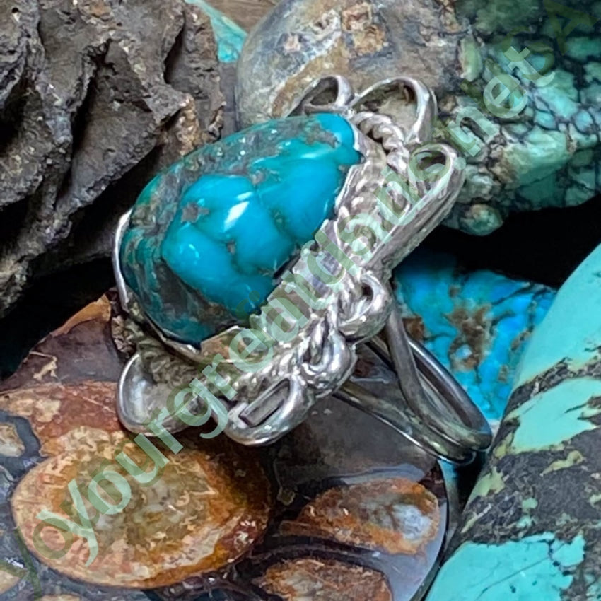 Vintage 1970s Nugget Turquoise Ring - Sterling Silver Size 5.5 - Handmade Southwest Jewelry for Women - Perfect for Boho Fashion & Gift Giving