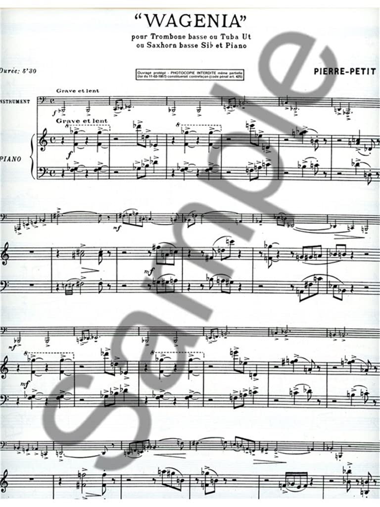 Wagenia Sheet Music for Trombone-Bass & Piano - Petit Collection - Perfect for Jazz Ensembles & Classical Performances