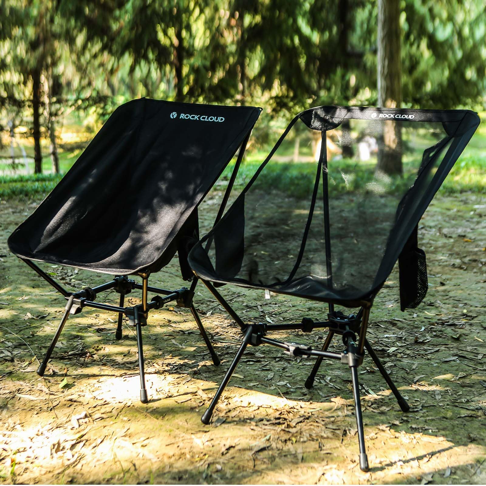 ROCK CLOUD Ultralight Folding Camping Chair - Portable Compact Outdoor Chair for Camping, Hiking, Backpacking, Beach & Lawn Sports (Large, Black) - Perfect for Picnics, Tailgating & Outdoor Adventures