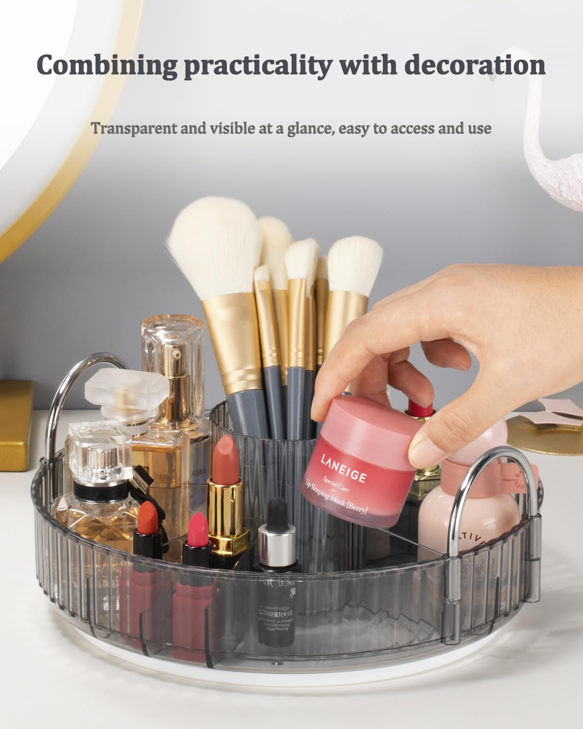 360° Rotating Makeup Organizer - Bathroom Counter & Skincare Storage Organizer with Spinning Base | Perfect for Vanity, Dresser, and Cosmetic Display