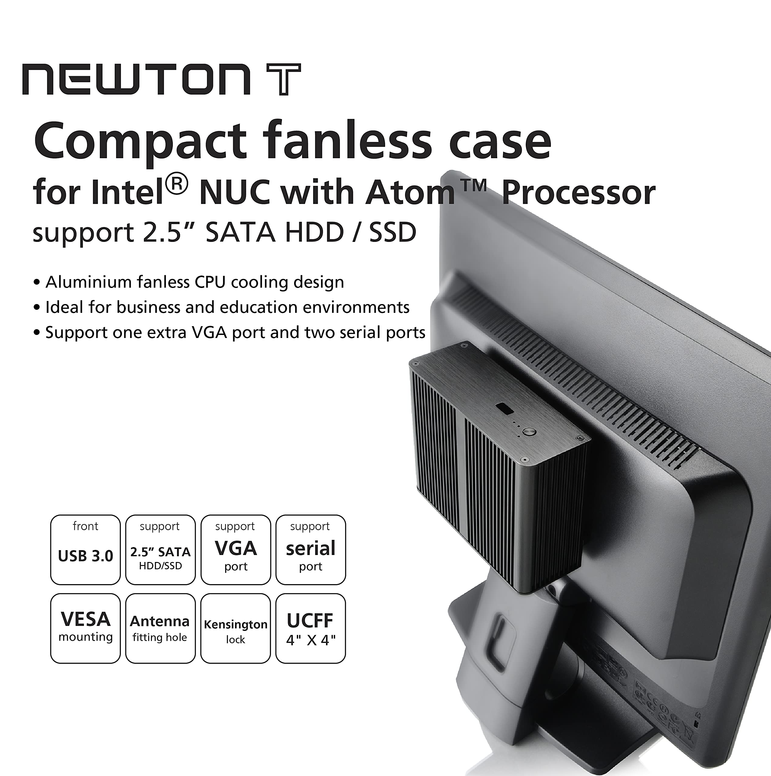 Akasa Newton T Black Aluminum uCFF Computer Case - Compact PC Case for Mini ITX, Supports 2.5