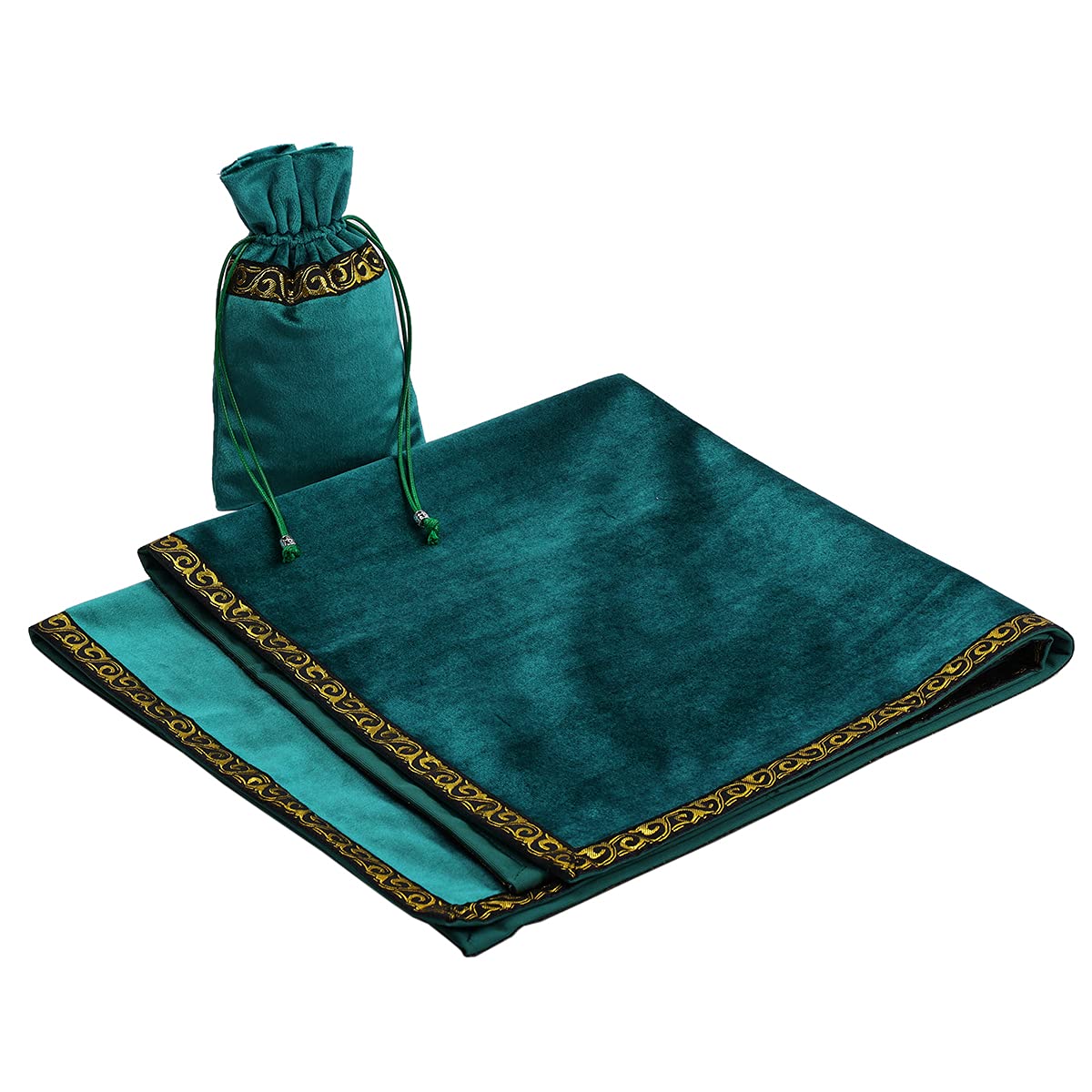 BLESSUME Green Velvet Tarot Table Cloth with Pouch - Divination Altar Cloth for Wicca, Tarot Reading & Spiritual Rituals - Perfect for Psychic Readings, Meditation & Witchcraft Ceremonies