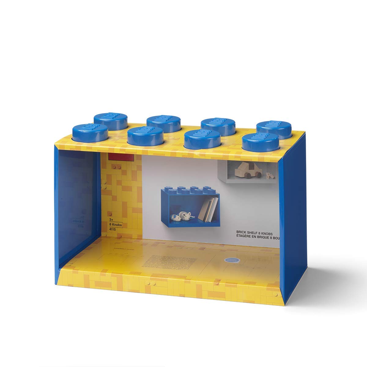 ROOM Copenhagen Lego Brick Shelf Box - Stackable & Wall-Mountable Storage Organizer for LEGO Bricks - 8 Stud Blue - Perfect for Kids' Room, Playroom & LEGO Display Organization