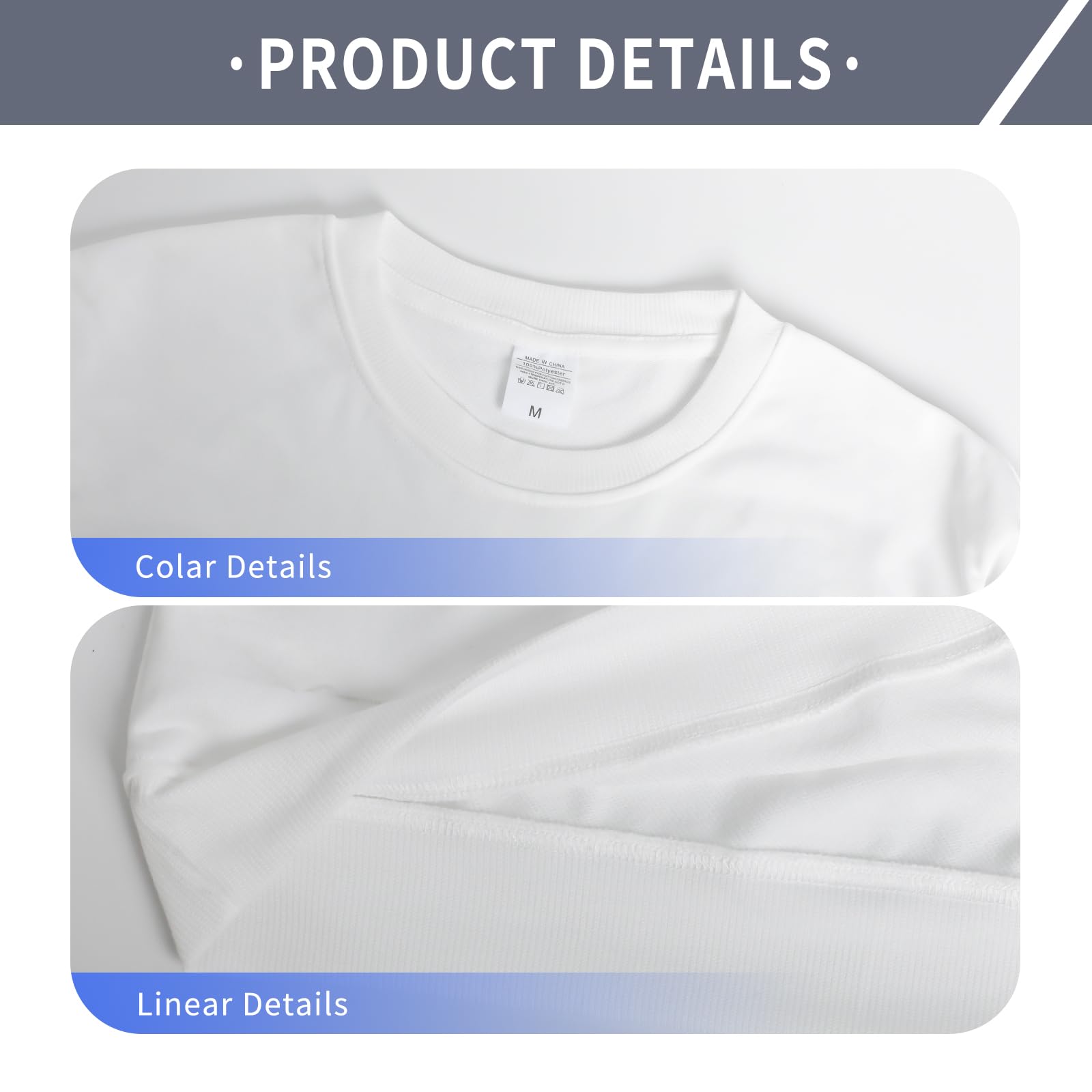 2 Pack White Blank Polyester Crewneck Sweatshirts for Sublimation & Heat Press - Unisex Adult Pullover Hoodies for DIY Printing, Custom Apparel & Gifts
