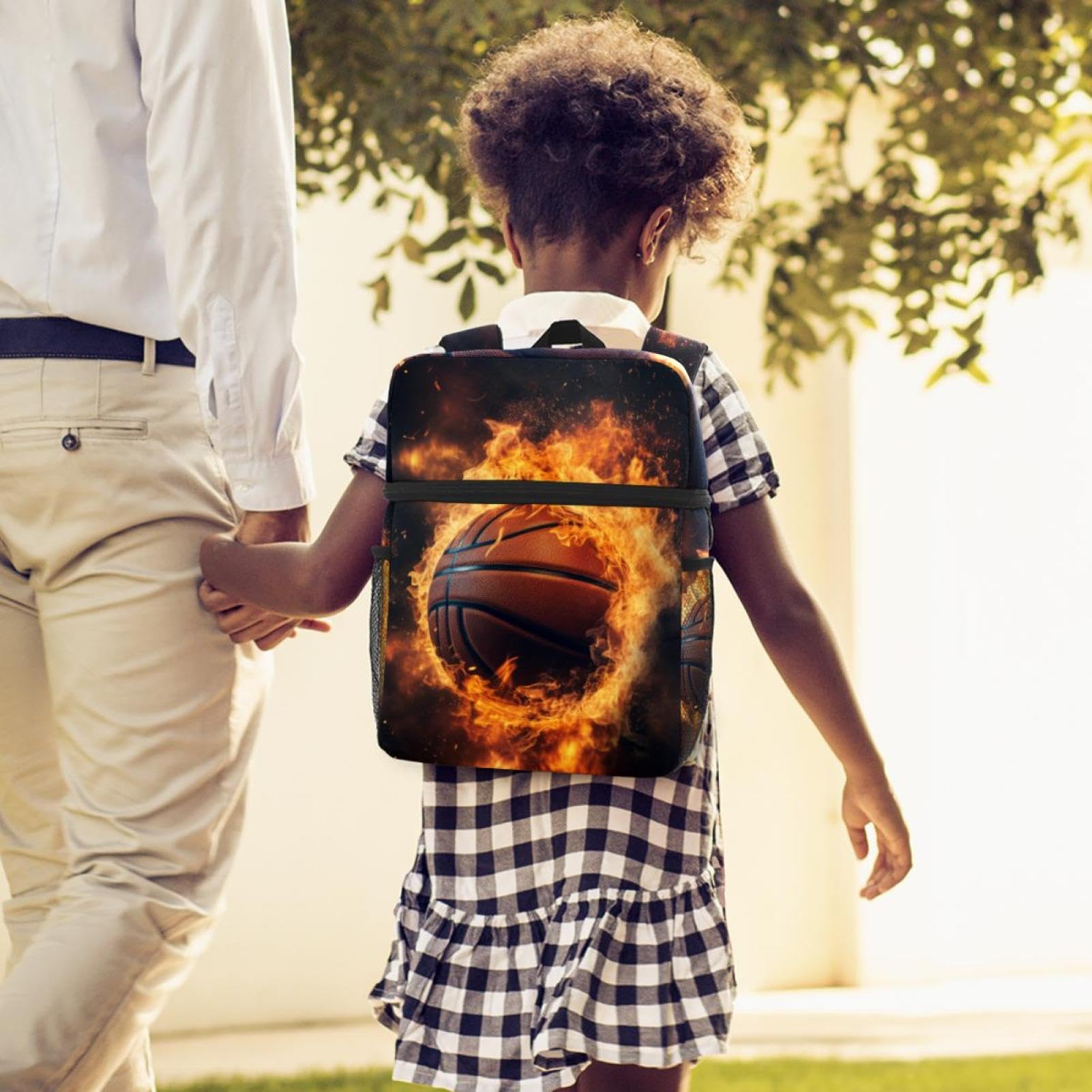Stylish Travel Backpacks for Women & Men - Waterproof Flame Retro Basketball Backpack for Hiking, Gym, School & Work