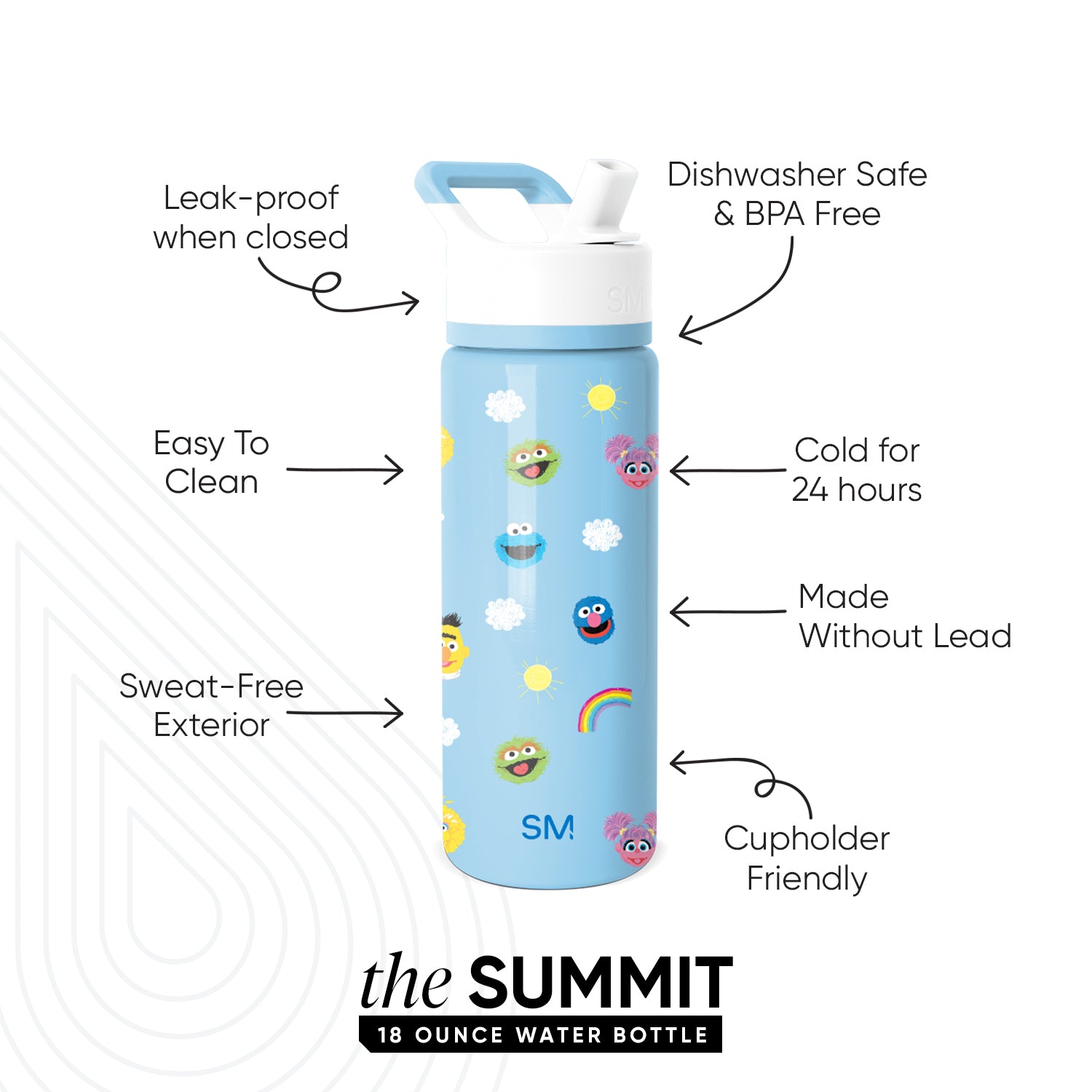 Summit Kids Water Bottle with Straw Lid - BPA Free, Leak Proof, Insulated Stainless Steel Bottle for School, Sports, and Outdoor Activities