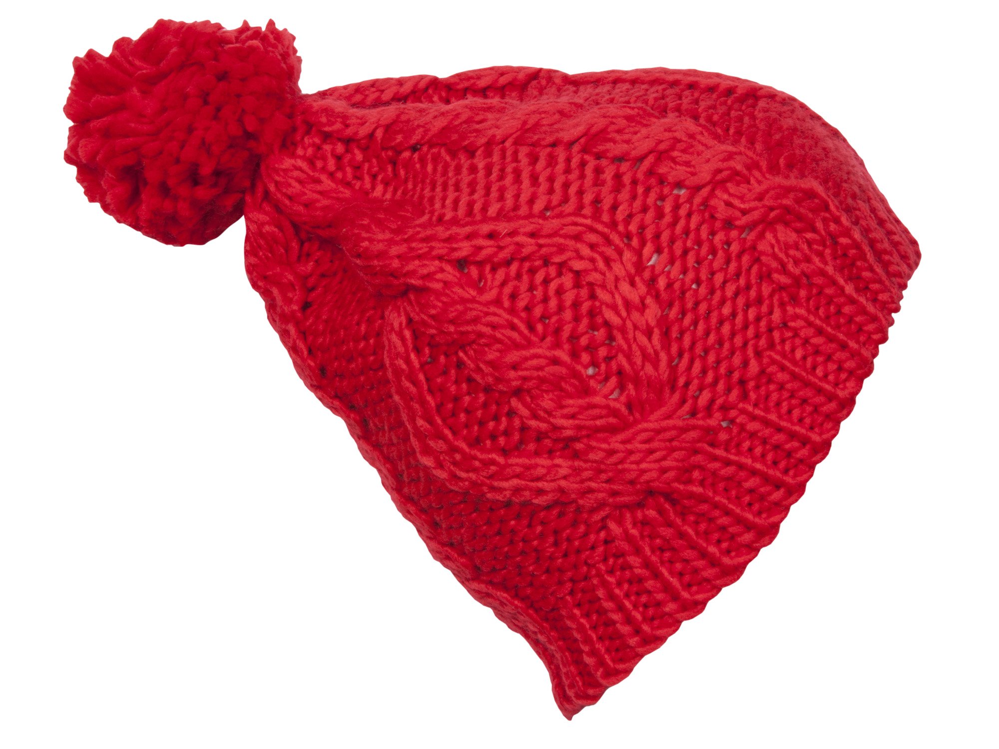 Premium Crochet Knitted Beanie with Pom Pom - Warm Winter Hat for Women & Men - Perfect for Skiing, Snowboarding and Outdoor Activities (Red)