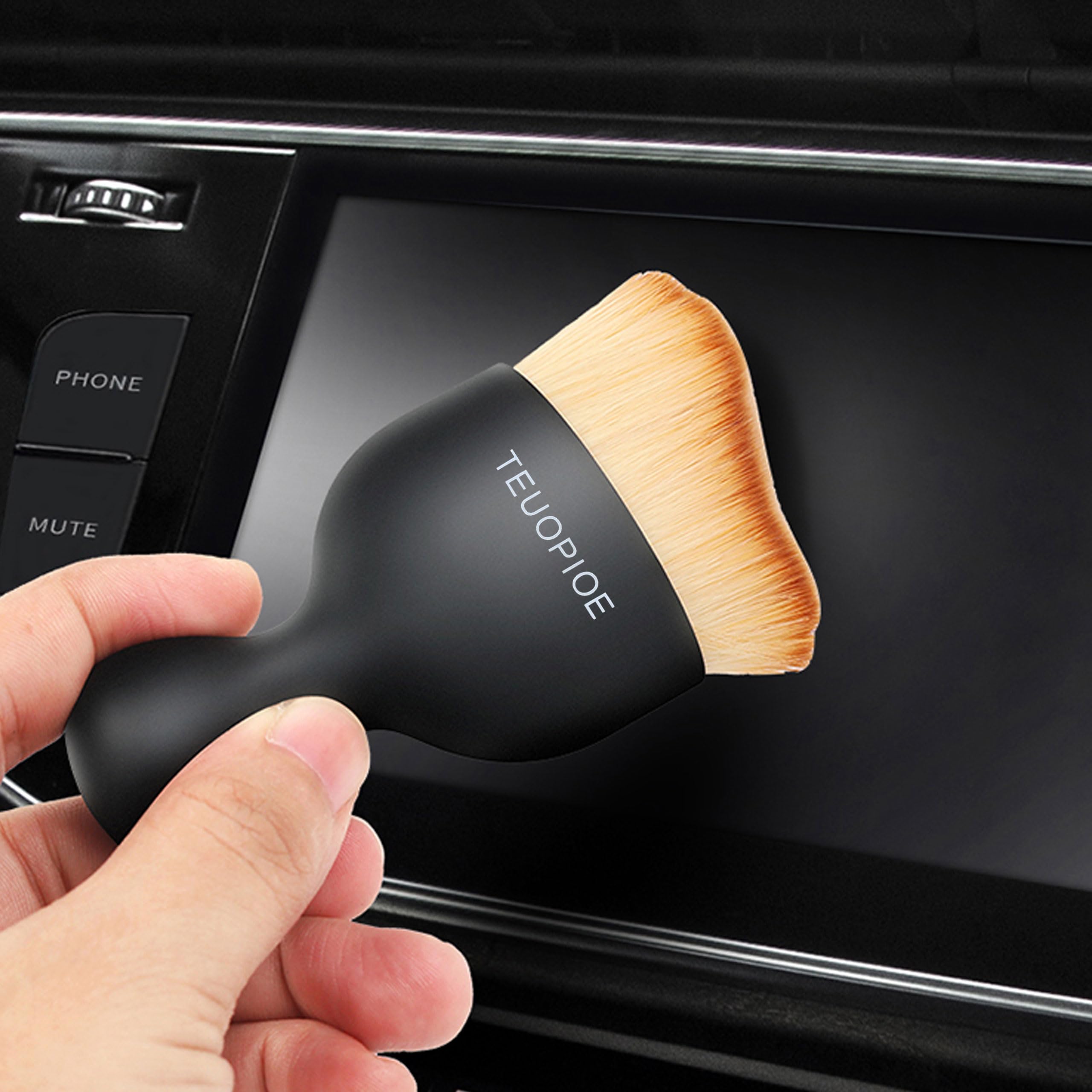 Premium Car Interior Cleaning Brush - Soft Hair Detailing Dusting Brush for Auto Vents, Dashboard & Seats | Car Detailing Tool for Interior Cleaning & Dust Removal (Brown) | Perfect for Car Maintenance & Professional Detailing