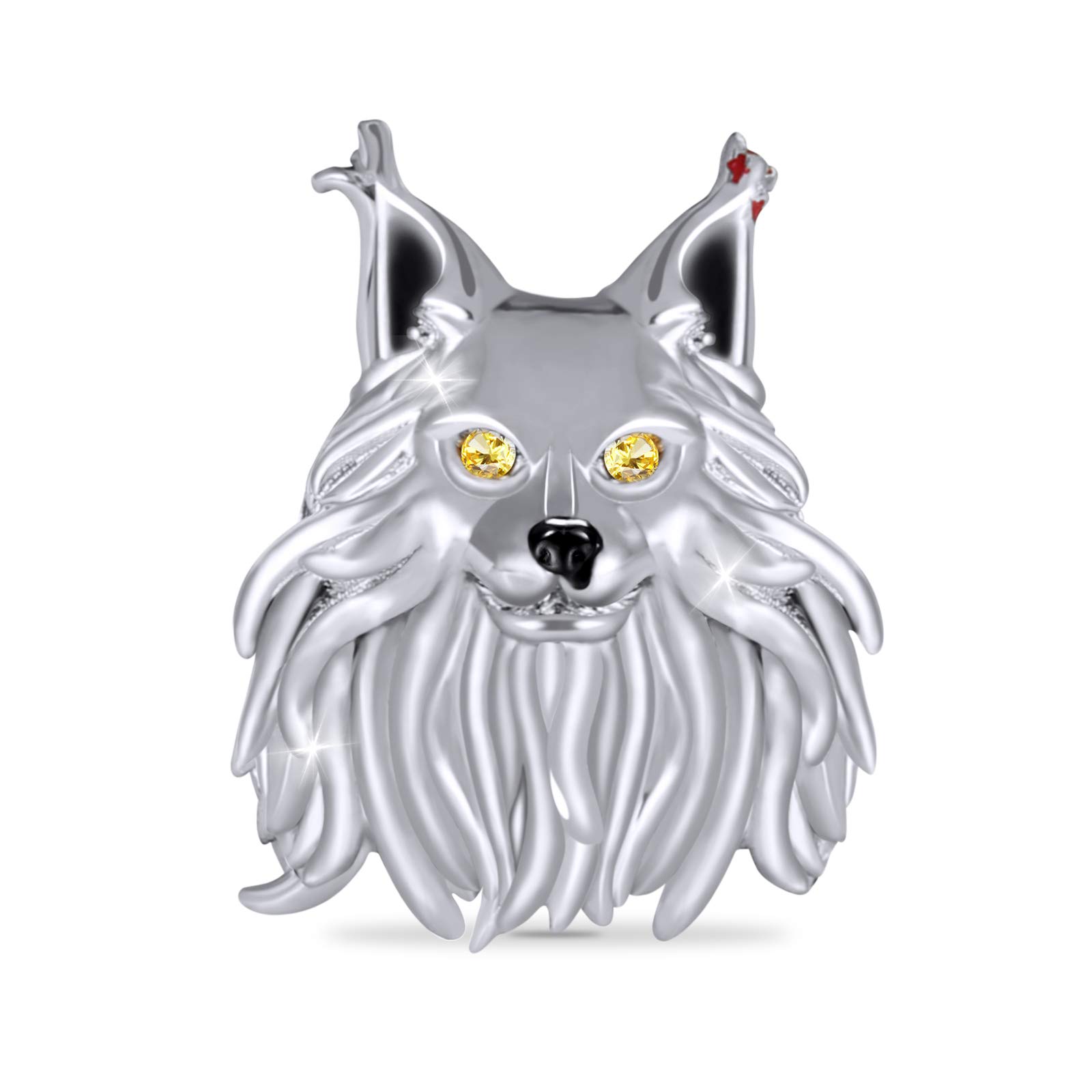 GNOCE Sterling Silver Maine Coon Cat Charm Bead - Handmade Animal Jewelry for Bracelets & Necklaces - Perfect Christmas Gift for Women, Wife, Cat Lovers (Great for Daily Wear, Special Occasions & Gift Giving)