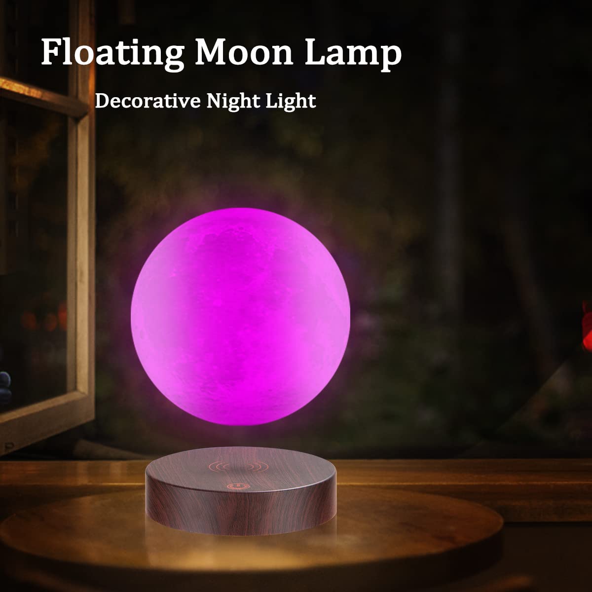 VGAzer Levitating Moon Lamp - Floating & Spinning LED Night Light with Luxury Faux Wooden Base, 3D Printed Moon Light | Perfect Unique Gift for Home Decor, Bedroom, Office Desk, Romantic Atmosphere & Tech Enthusiasts
