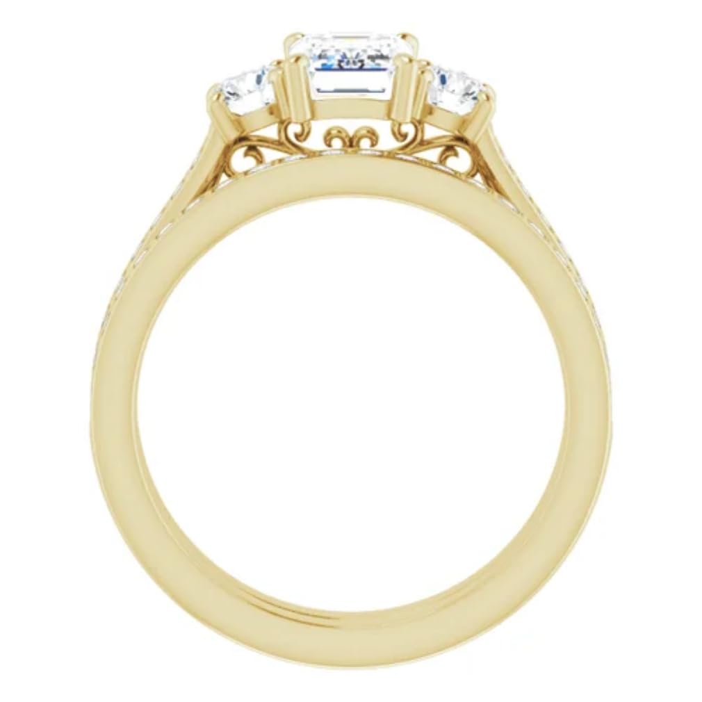 10K/14K/18K Solid Gold Handmade Emerald Cut Moissanite Engagement Ring - 1CT to 4CT Solitaire Wedding Ring Set for Women, Anniversary & Proposal Gift (1CT, Yellow Gold) - Perfect for Bridal Jewelry, Valentine's Day & Romantic Occasions