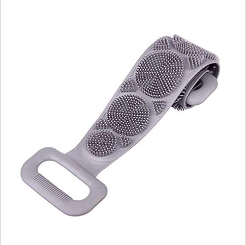 Naidev Long Exfoliating Silicone Bath Towel - Back Scrubber & Massage Brush for Deep Cleansing & Skin Renewal (Gray) | Perfect for Shower, Spa & Body Care Routine