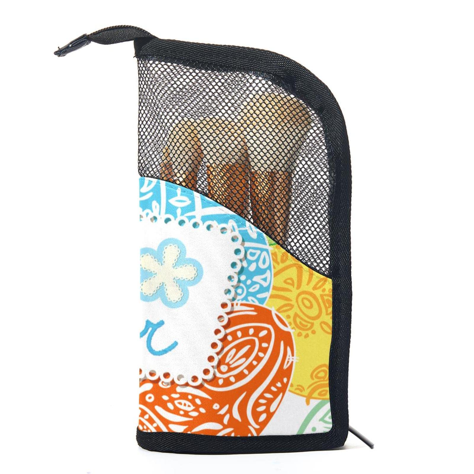 12-Piece Makeup Brush Organizer Bag with Happy Easter Colorful Eggs Design - Portable Cosmetic Brush Holder Case for Travel & Home Storage - Perfect for Makeup Artists & Beauty Enthusiasts
