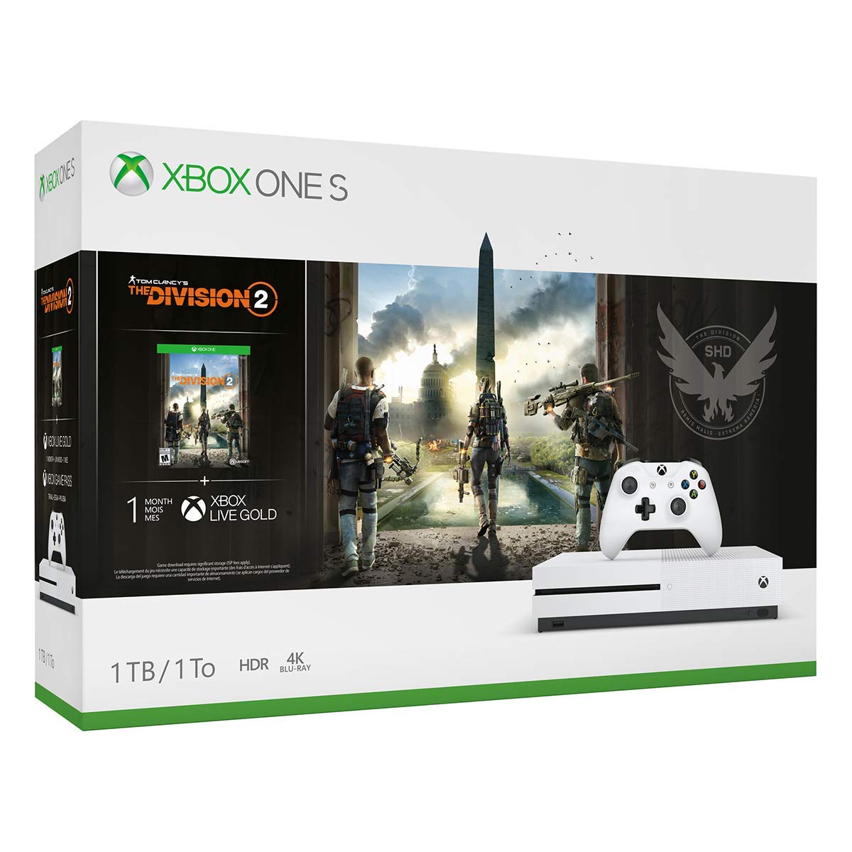 Xbox One S 1TB Console - Tom Clancy's The Division 2 Bundle (Renewed) | HD Gaming System with Wireless Controller | Perfect for Home Entertainment & Multiplayer Gaming
