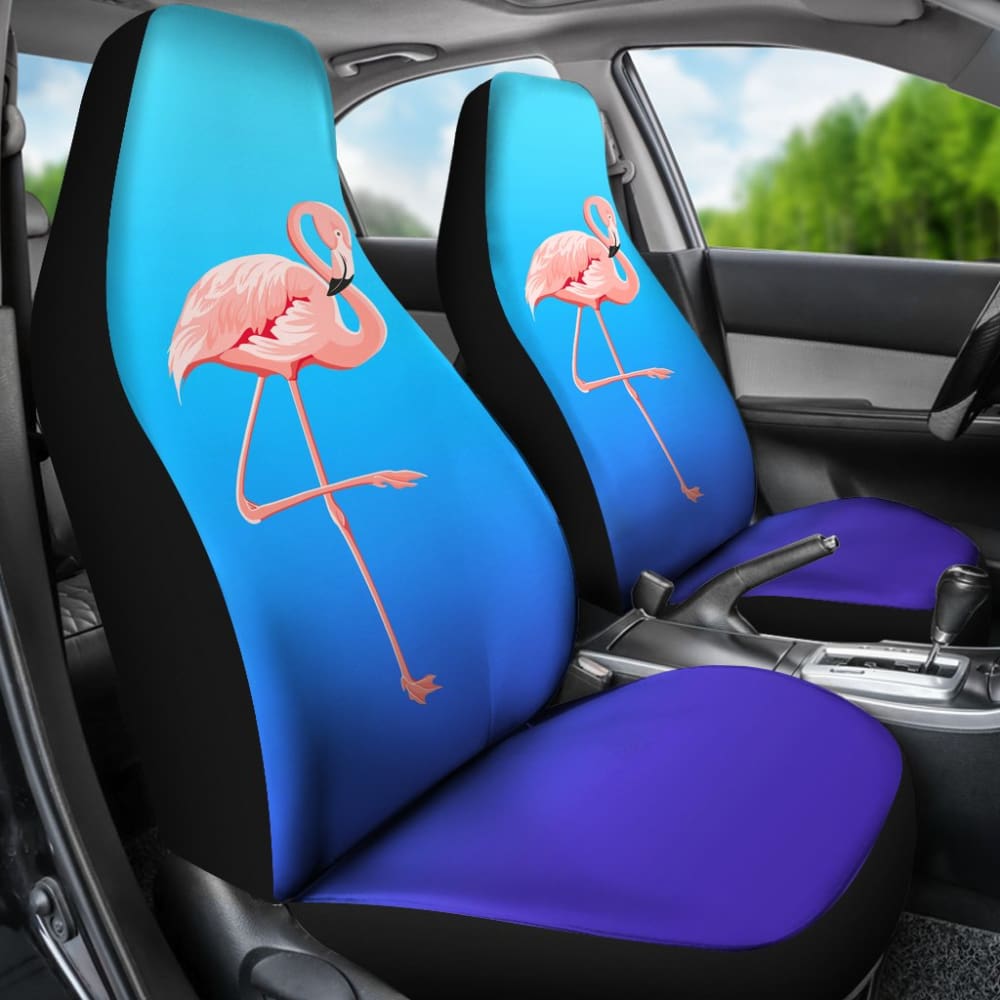 Premium Blue & Pink Flamingo Print Car Seat Covers - Universal Fit for Cars, Trucks & SUVs - Soft & Durable Material - Perfect for Beach Trips, Summer Road Trips & Tropical-Themed Vehicles