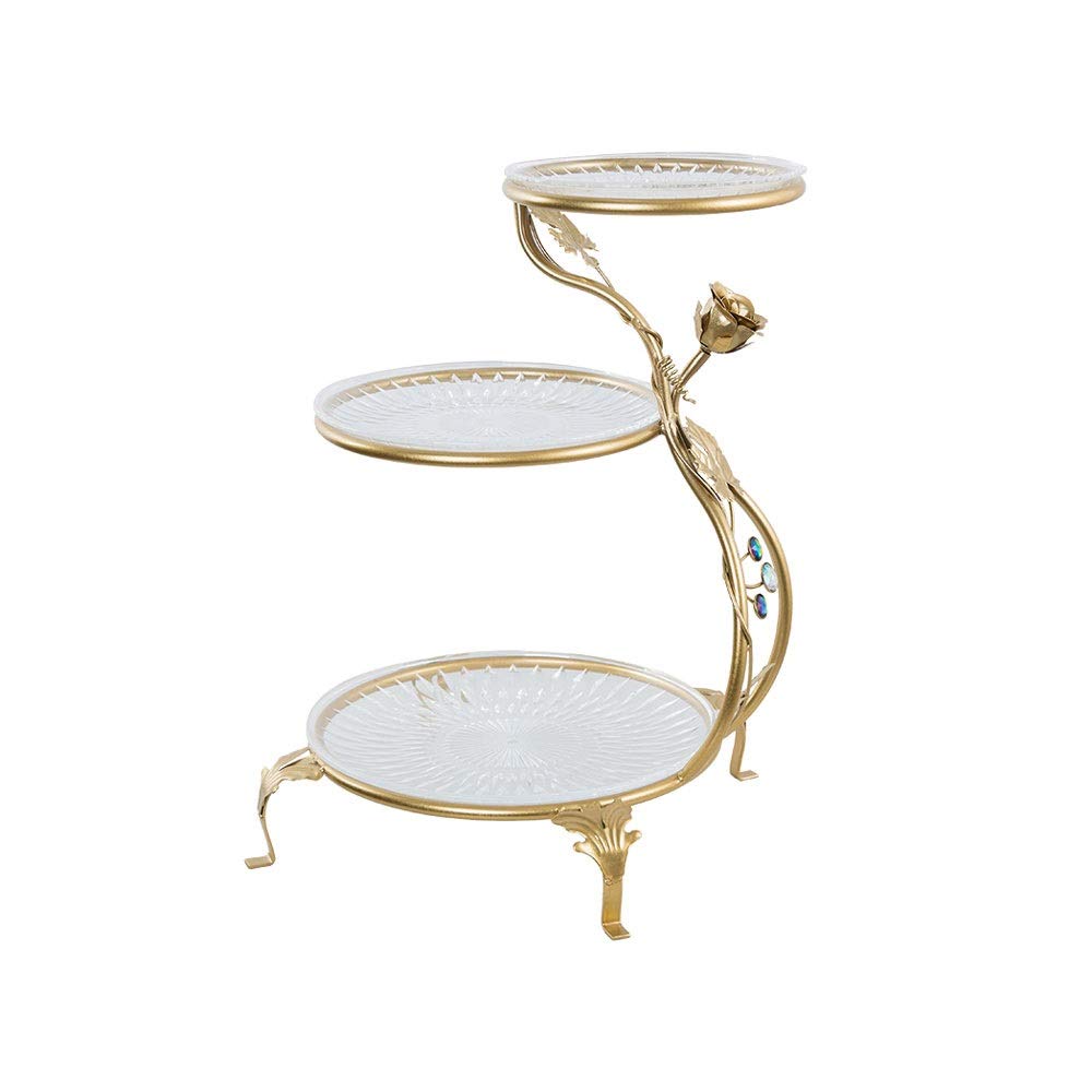 European Style Wrought Iron 3-Tier Fruit Plate Stand - Creative Cake Display Rack & Dried Fruit Tray - Perfect for Kitchen Counter, Dining Table, and Party Dessert Display