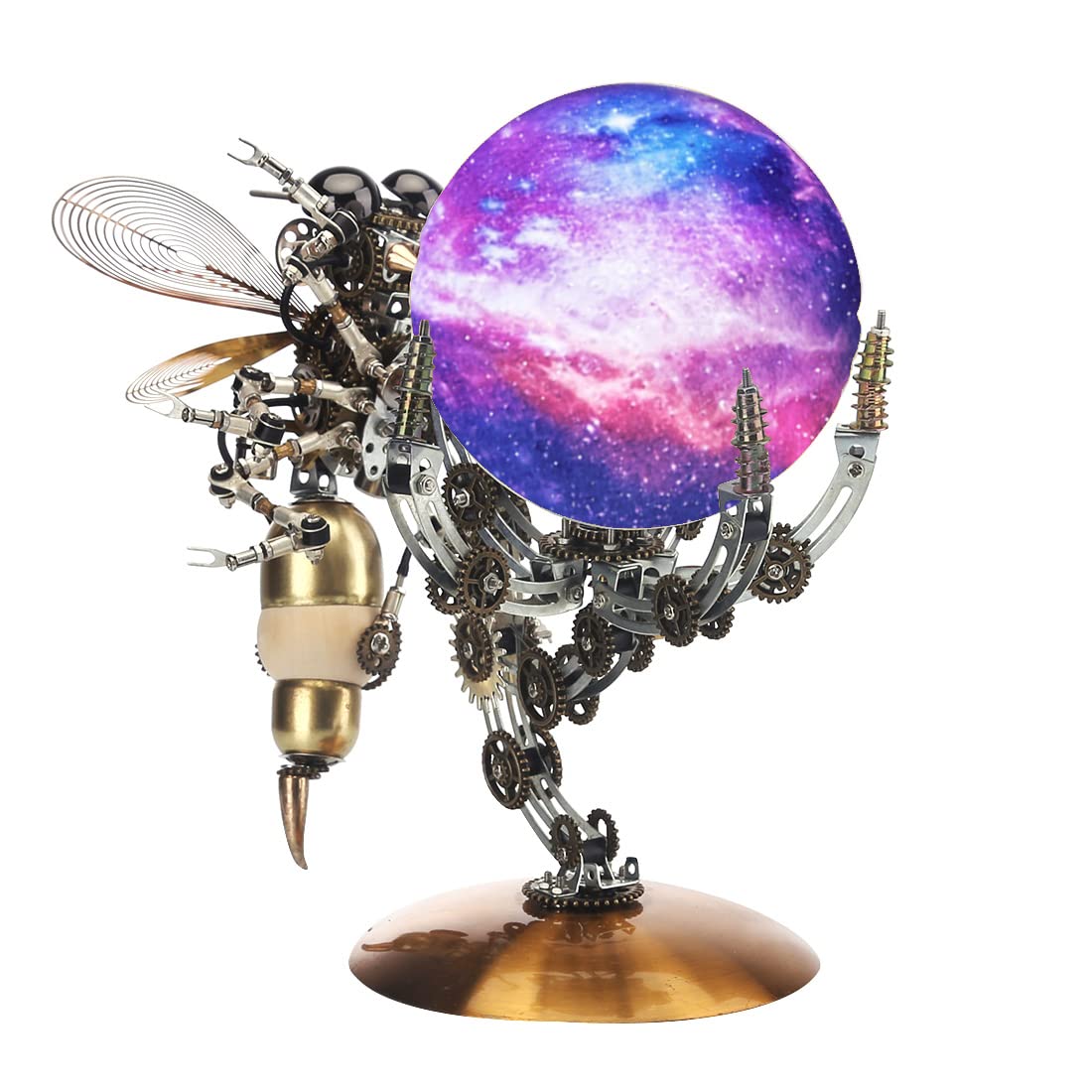 3D Metal Puzzle Model Kit - DIY Mechanical Wasp with 16-Color Star Light Base | 627PCS Jigsaw Building Set for Adults | Perfect Christmas & Birthday Gift | Home Office Decor & STEM Educational Toy
