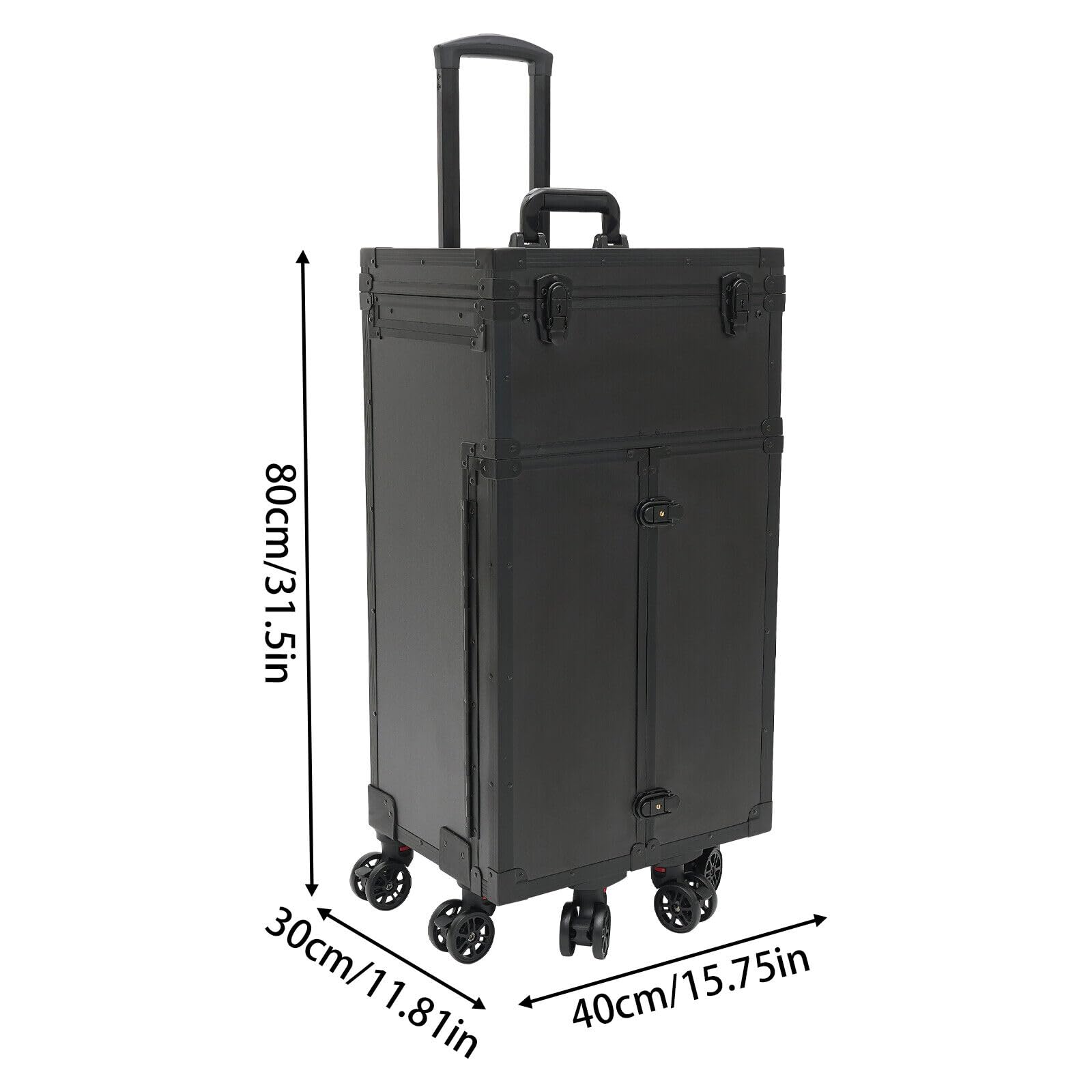 Professional Aluminum Alloy Rolling Makeup Train Case - Cosmetic Trolley Organizer & Travel Case for Nail Tech, Salon, Barber - Portable Makeup Station for Hairdressers & Stylists - Perfect for Travel, Mobile Services & Salon Organization