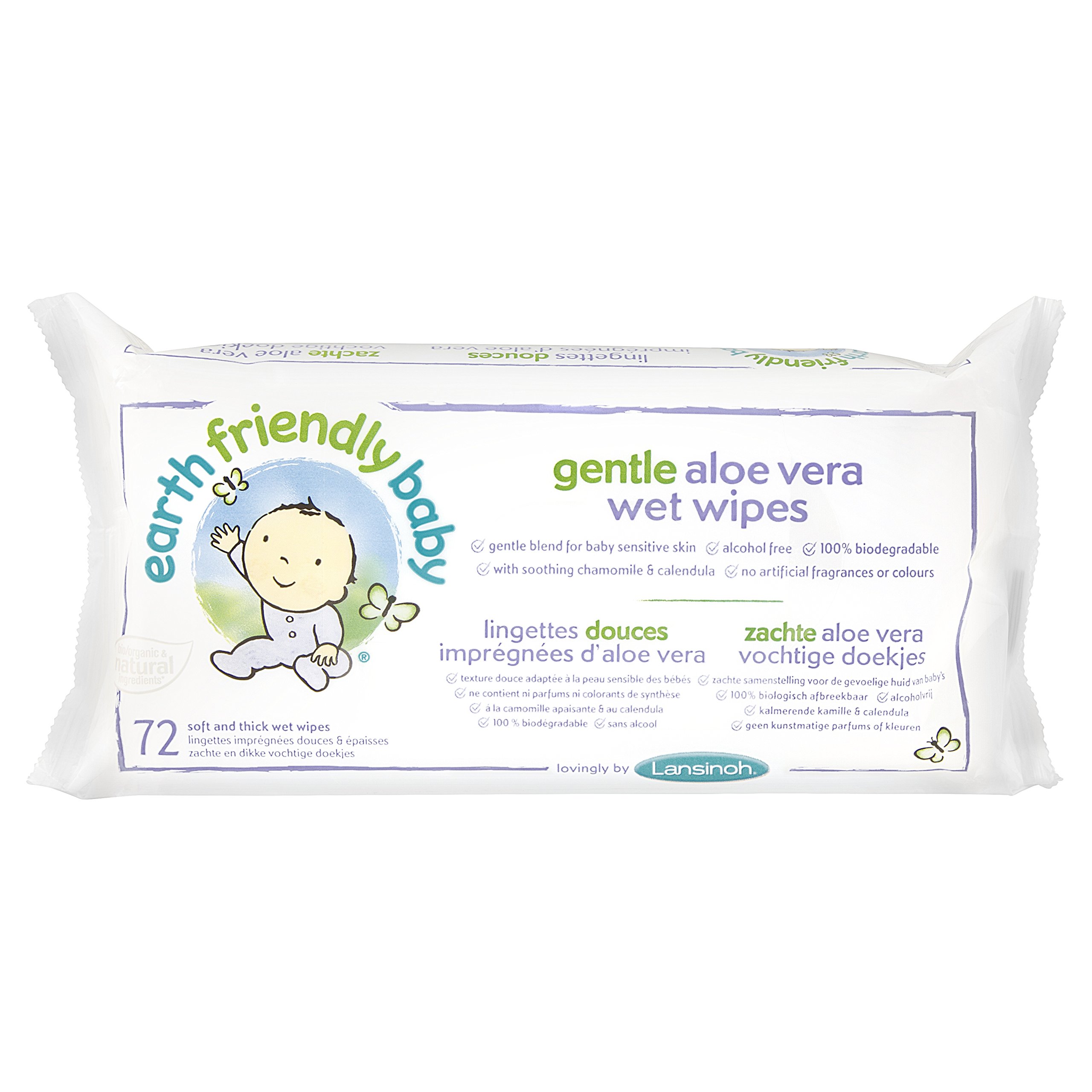 Organic Baby Wipes with Chamomile & Calendula - 72 Count for Gentle Diaper Changes