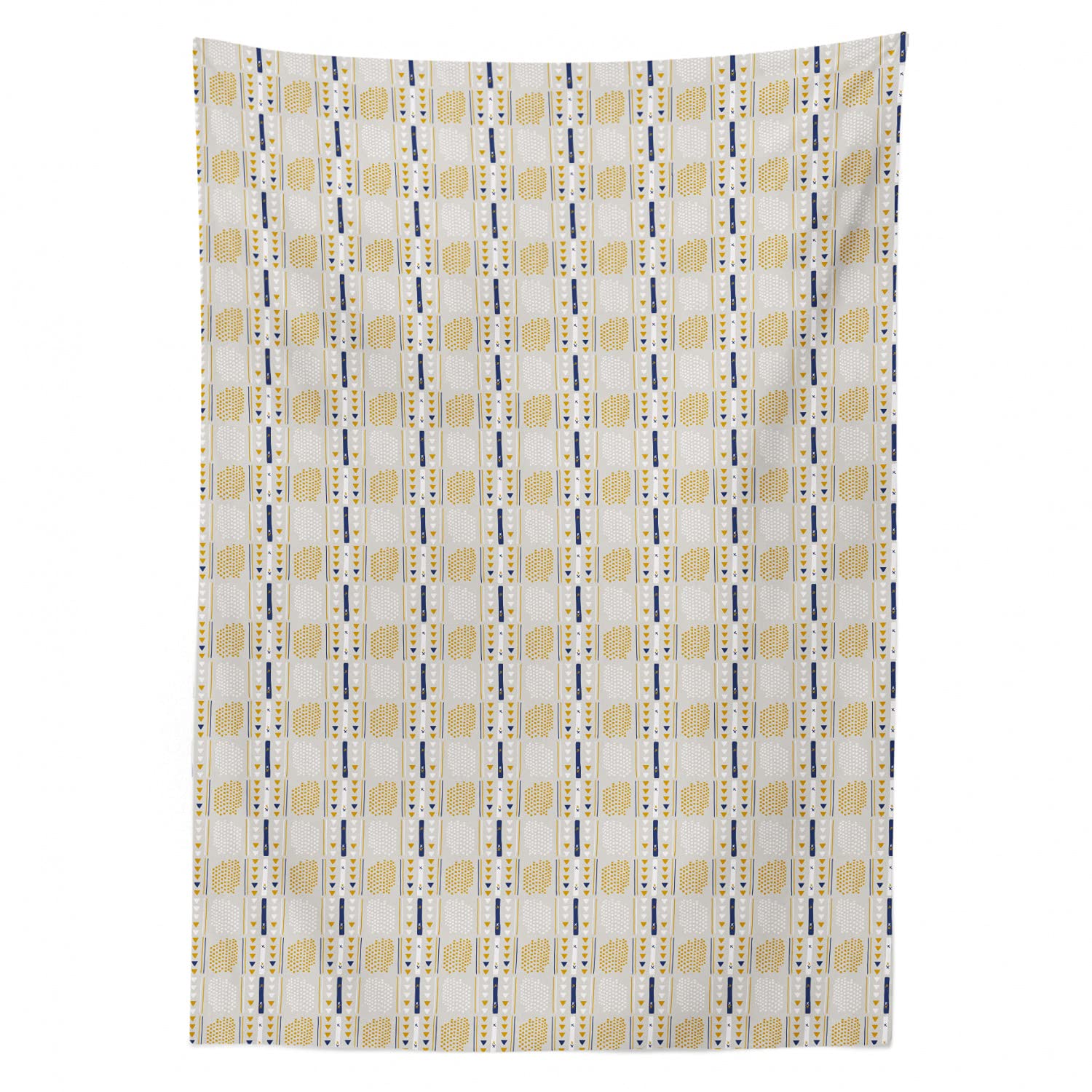 Ambesonne Yellow White Tablecloth, Abstract Geometric Design, 60