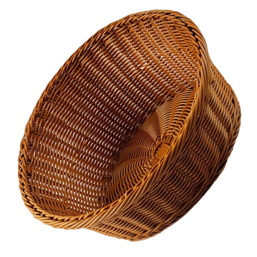 Natural Willow Woven Bread Basket - Multipurpose Rattan Storage Container for Food, Candy & Sundries | Perfect for Kitchen, Picnics & Home Decor (Brown)