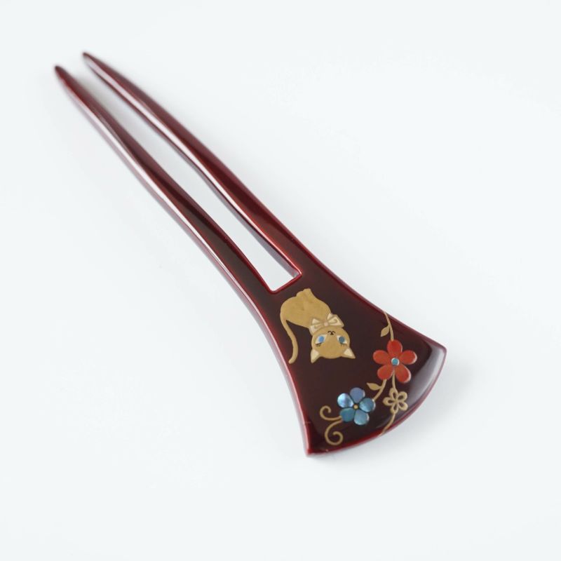 Handmade Japanese Kanzashi Hairpin - Pure Gold Maki-e Urushi Lacquer & Mother of Pearl Inlay - Traditional Kyoto Hair Accessory for Weddings, Tea Ceremonies & Kimono Styling