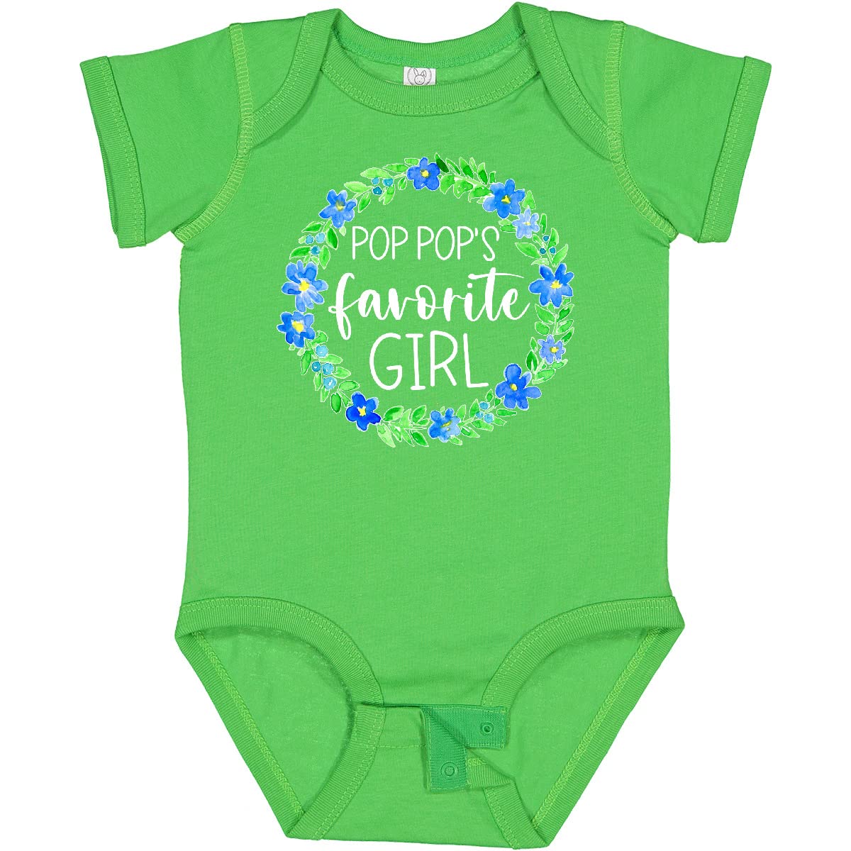 Inktastic Pop Pop's Favorite Girl Blue Floral Wreath Baby Bodysuit - Cute Outfit for Granddaughter, Family Photos & Special Occasions