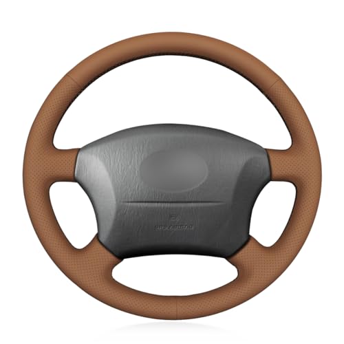 brown microfiber leather + black thread