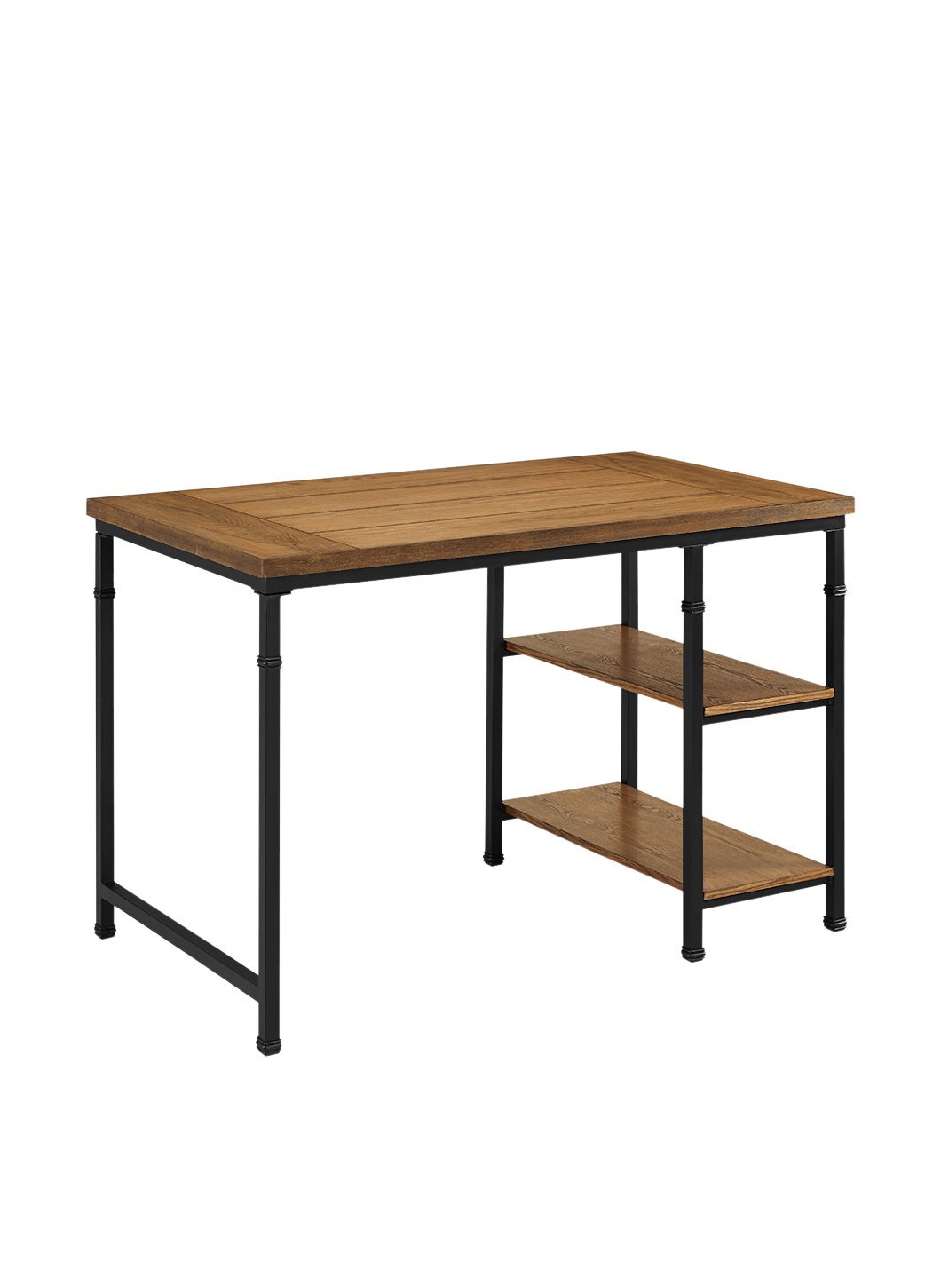Linon Austin Brown Wood and Metal Desk - Modern Home Office Desk for Study, Work, and Writing | Durable Wooden & Metal Frame Workspace Solution