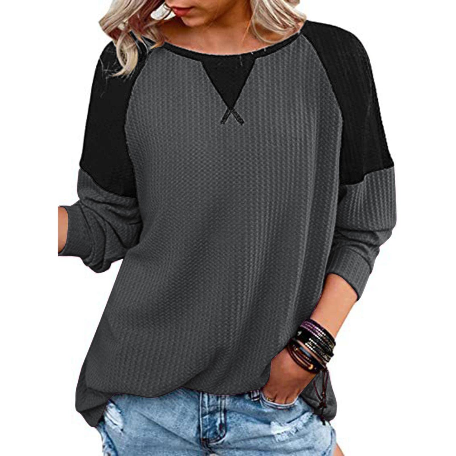 Women's Long Sleeve Loose Casual Tunic Top with Side Split - Fall Fashion Layering Piece for Work, Weekend & Date Night Outfits