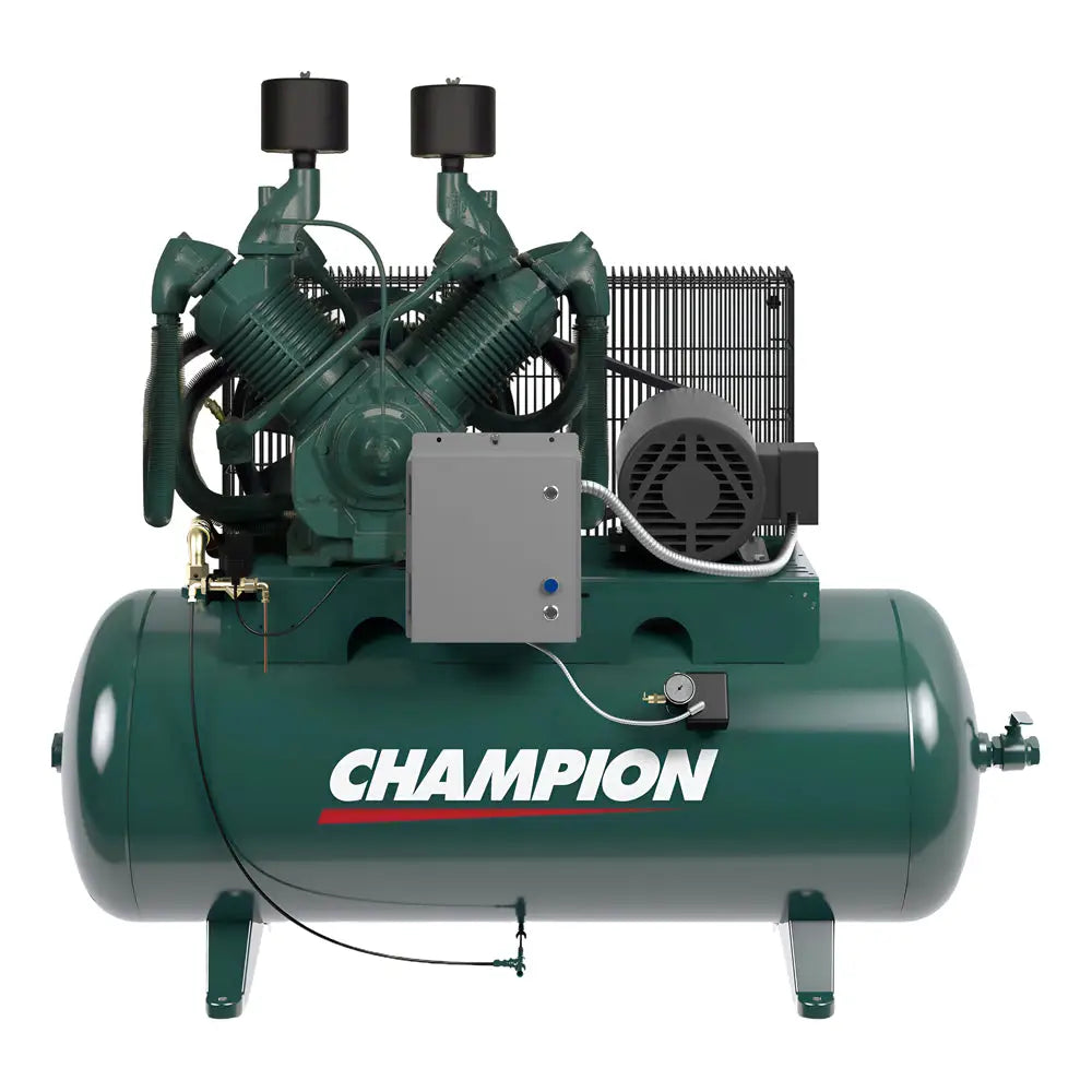 Champion HR25 12 R Series 25HP Horizontal Air Compressor with R70 Pump - 120 Gallon Tank for Industrial & Automotive Use